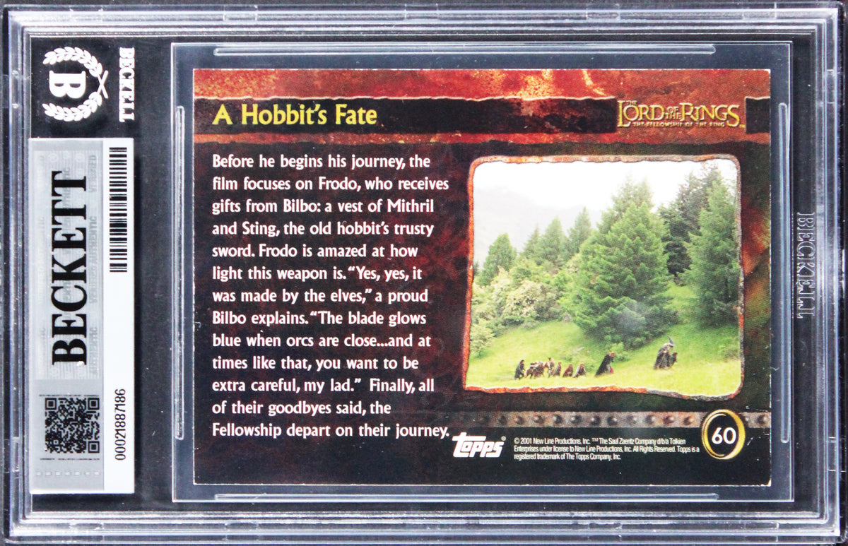 Elijah Wood "Frodo" Signed 2001 Topps LOTR FOTR #60 Card Auto GM 10! BAS Slabbed