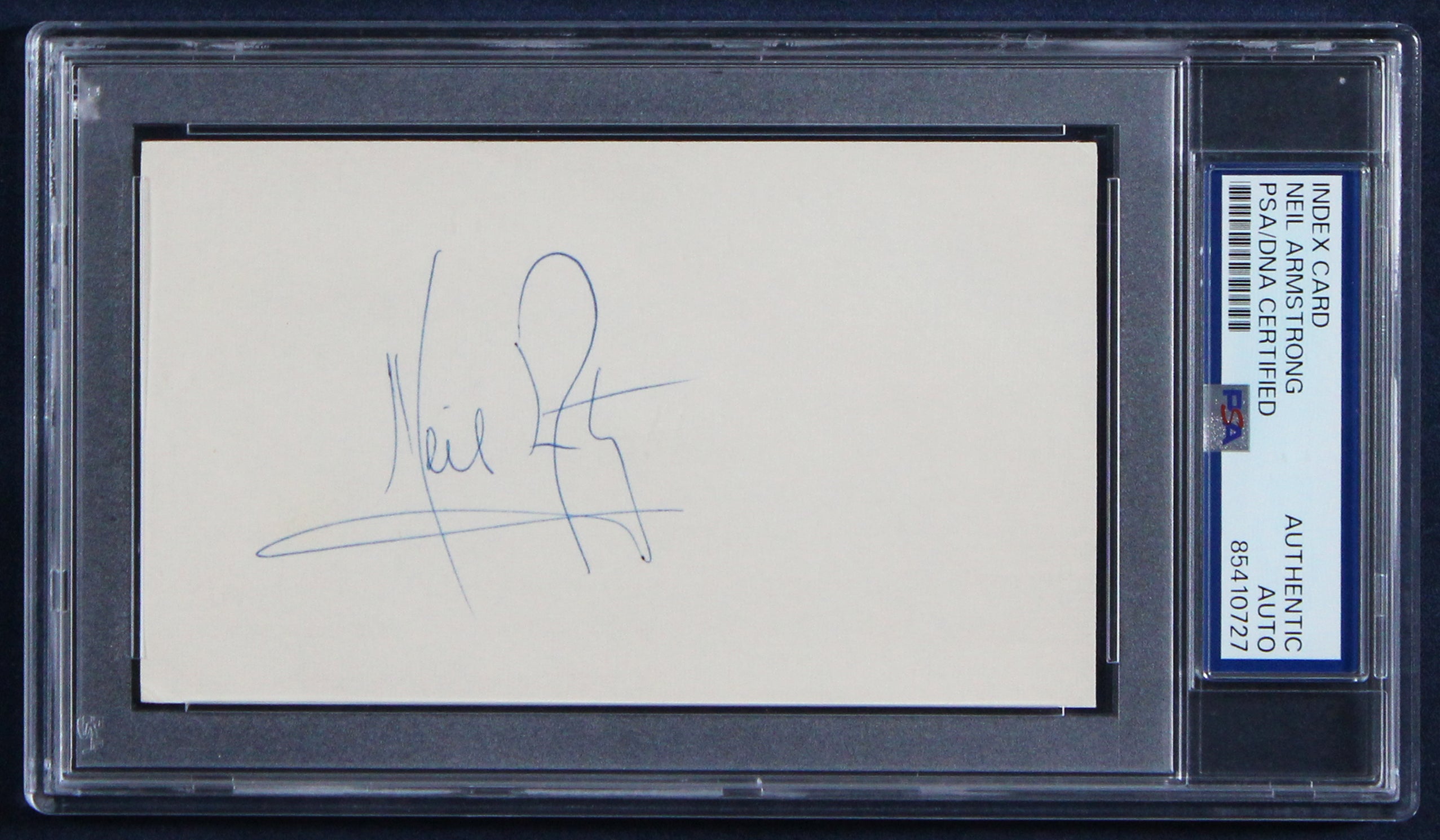 Neil Armstrong Apollo 11 Authentic Signed & Framed 3x5 Index Card PSA Slabbed