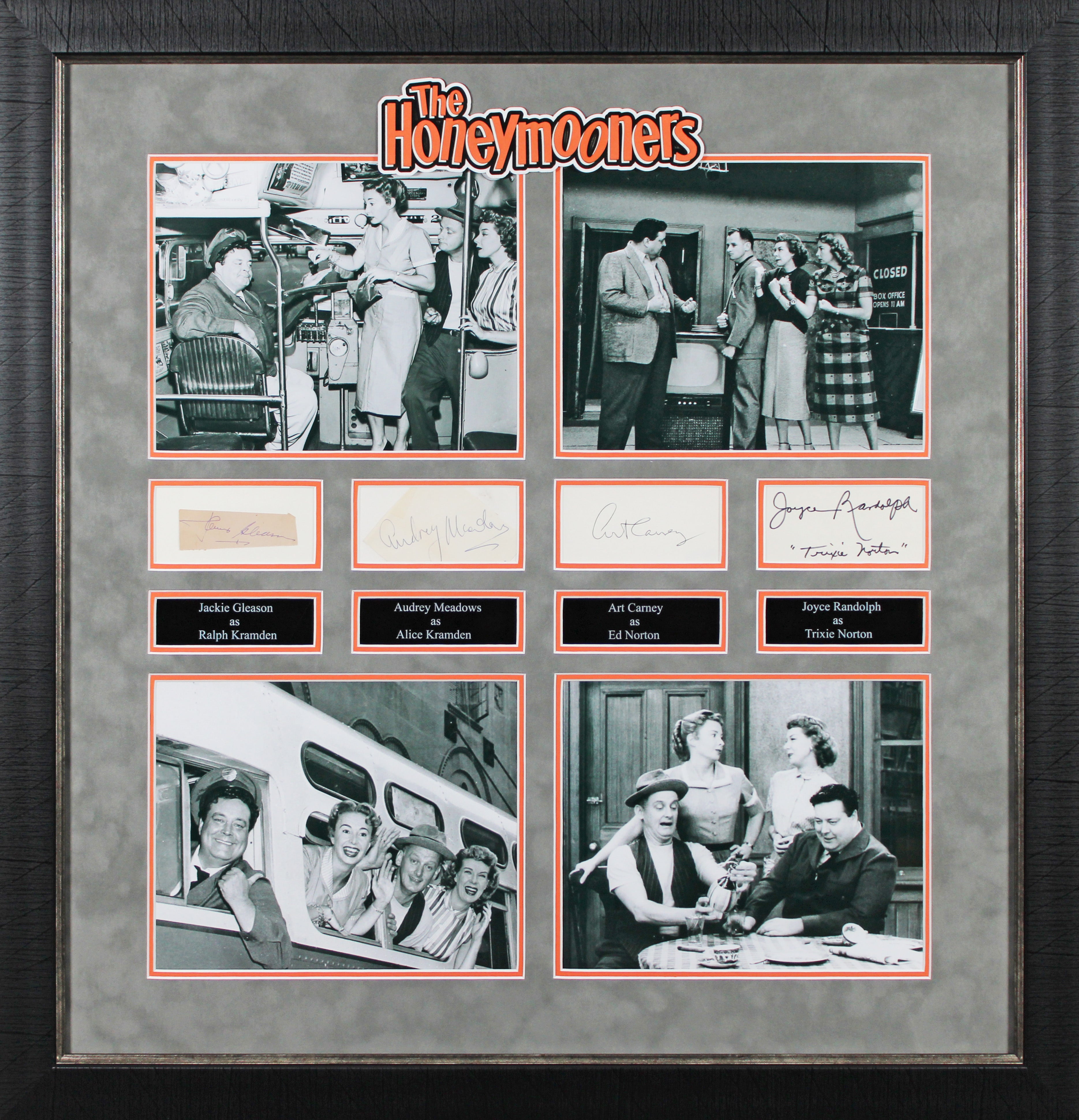 Honeymooners (4) Gleason, Meadows, Randolph & Carney Signed Framed Display BAS