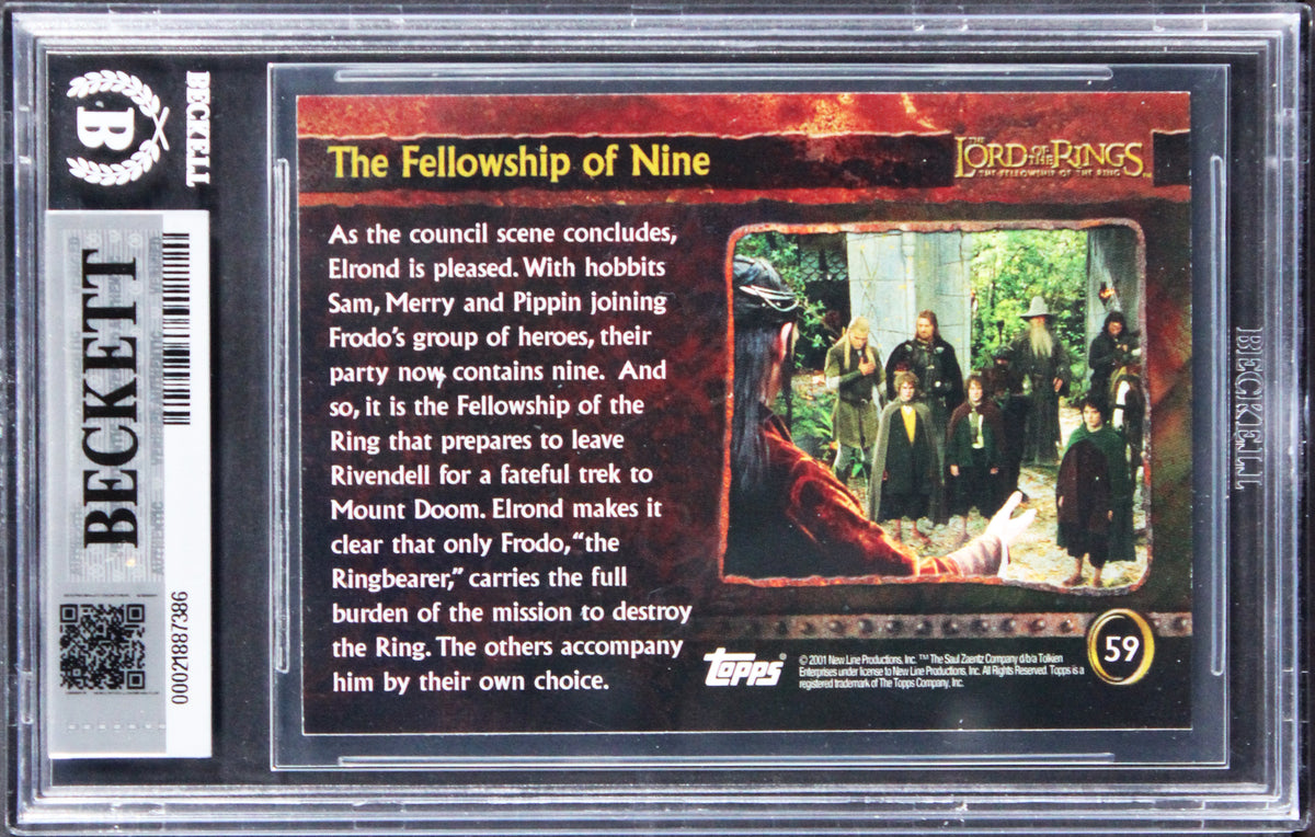 Elijah Wood & Sean Astin Signed 2001 Topps LOTR FOTN #59 Card Auto 10! BAS Slab