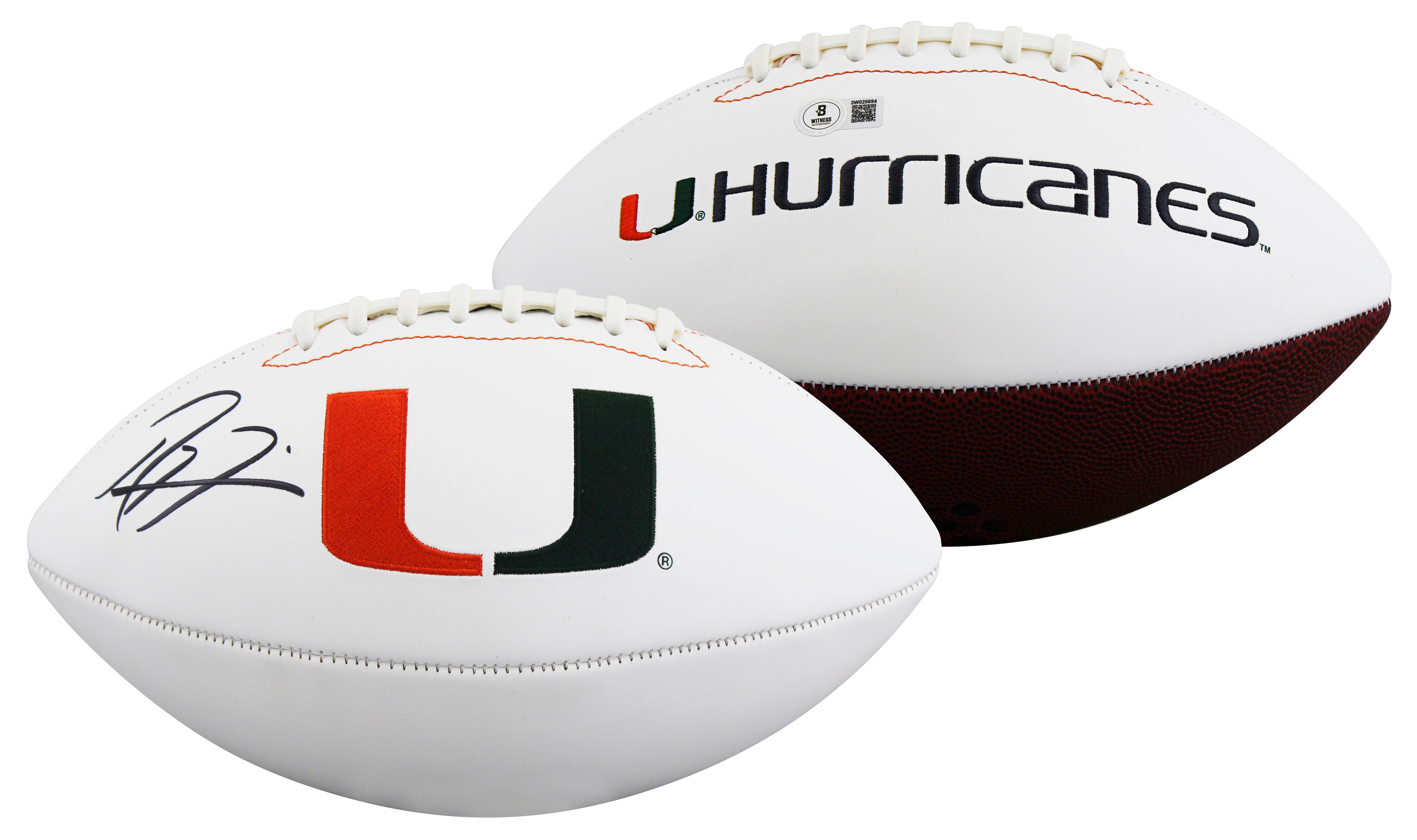 Miami Ray Lewis Signed Rawlings White Panel Logo Football W/ Case BAS Witnessed