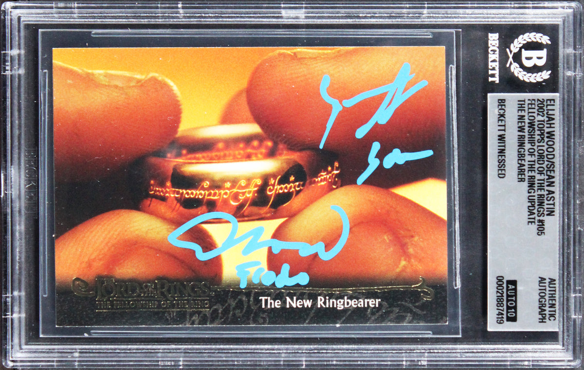 Wood & Astin Signed 2002 Topps LOTR Update TNR #105 Card Auto GM 10! BAS Slabbed