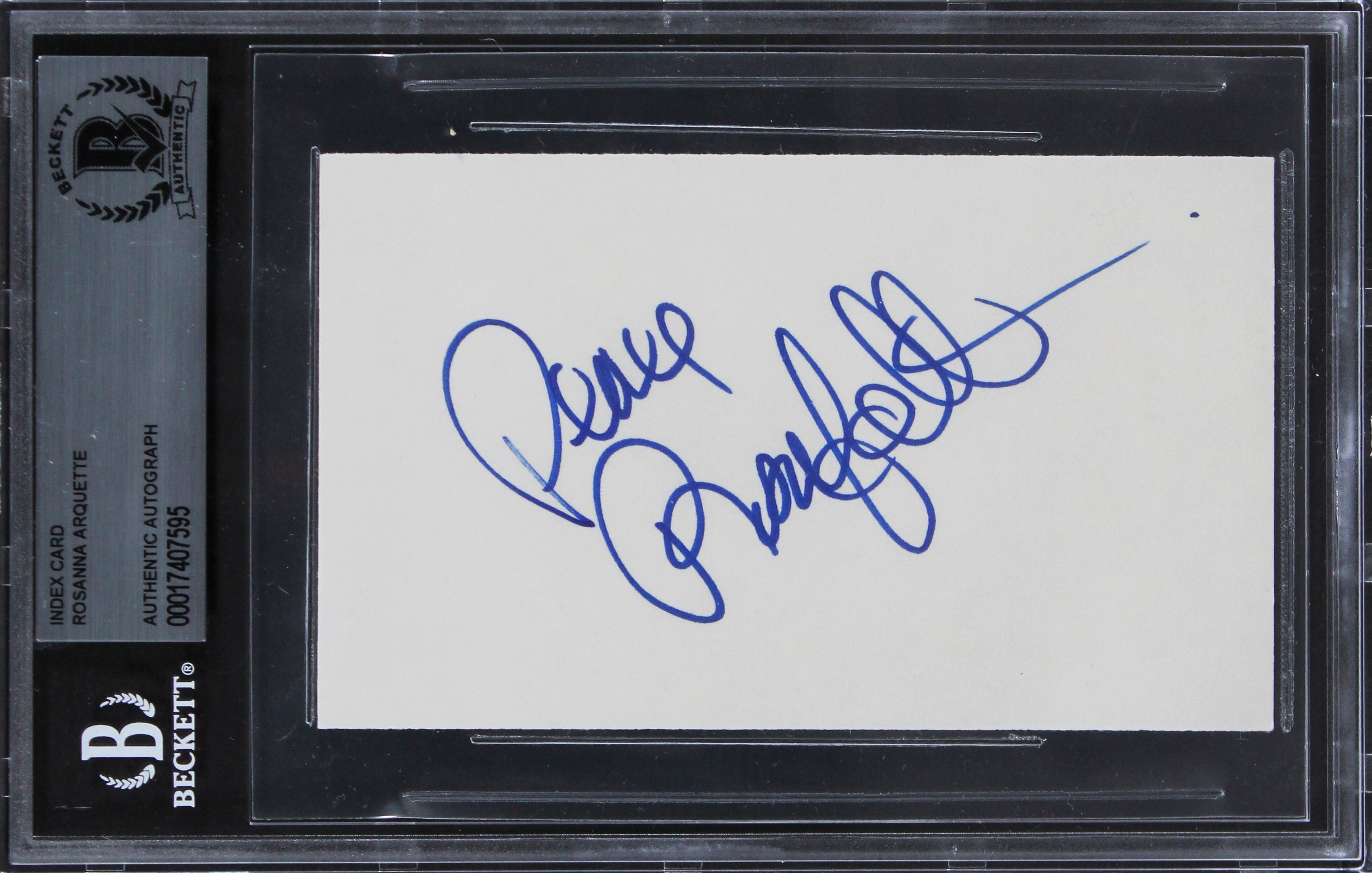 Rosanna Arquette Crash "Peace" Authentic Signed 3x5 Index Card BAS Slabbed 1