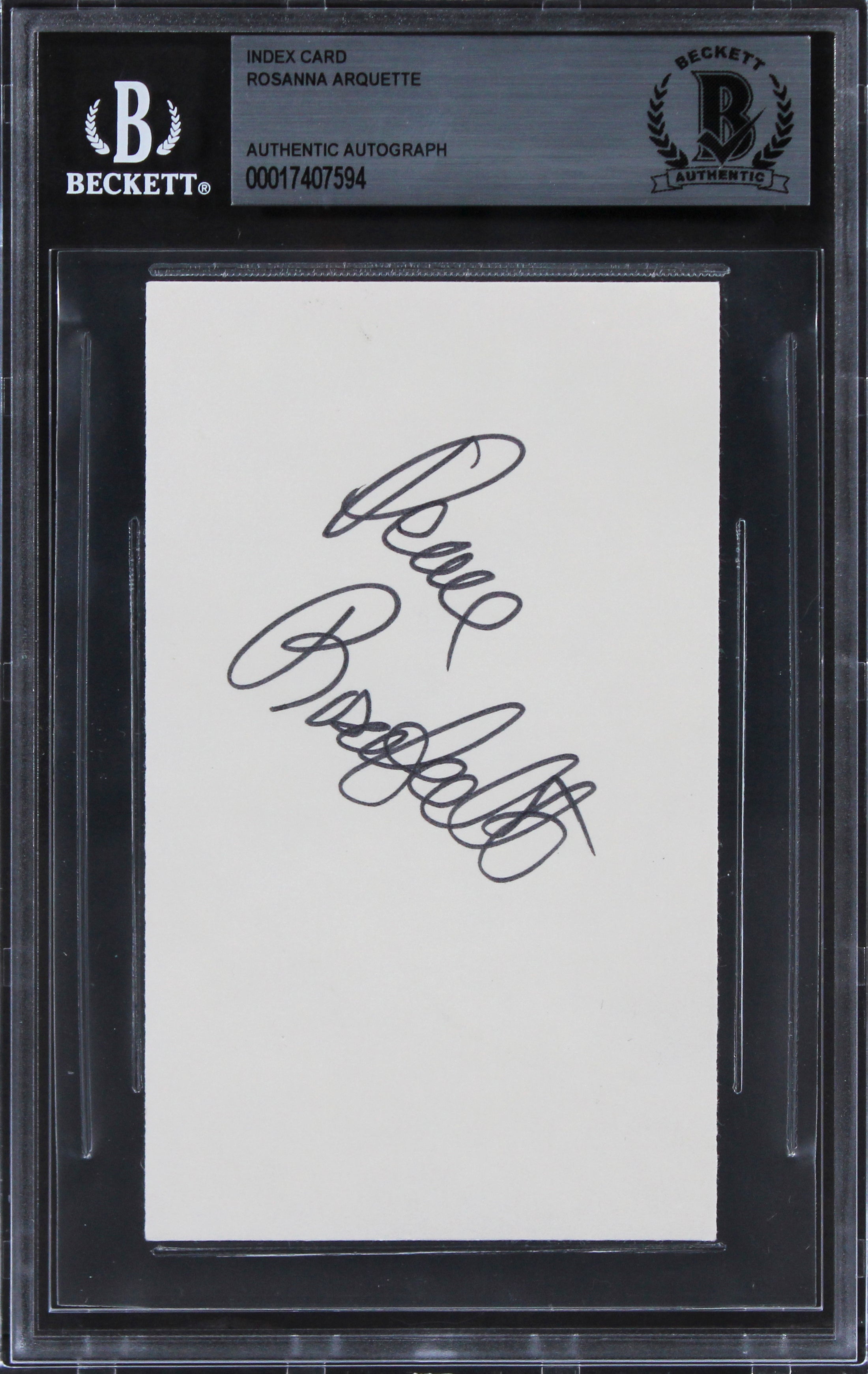 Rosanna Arquette Crash "Peace" Authentic Signed 3x5 Index Card BAS Slabbed 4