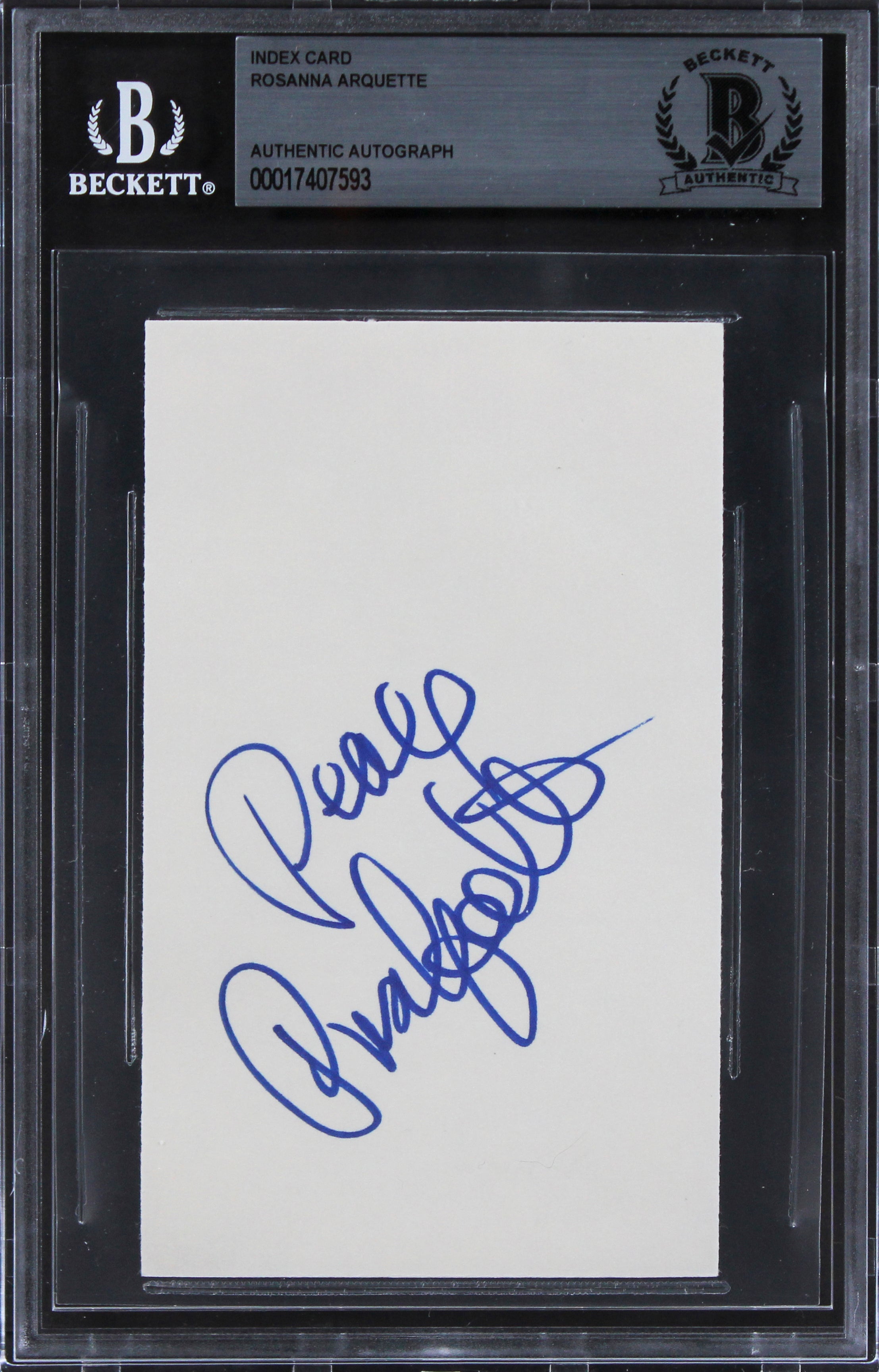 Rosanna Arquette Crash "Peace" Authentic Signed 3x5 Index Card BAS Slabbed 5