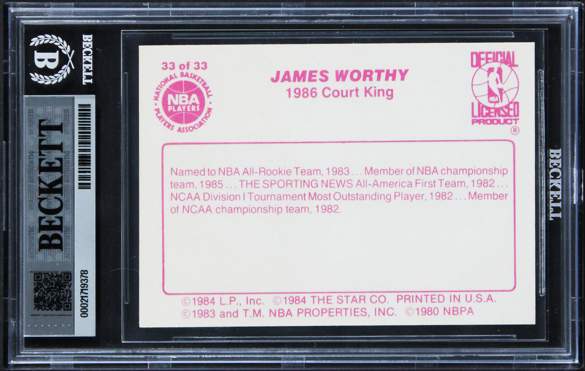 Lakers James Worthy Signed 1986 Star Court Kings #33 Card Auto 10! BAS Slabbed