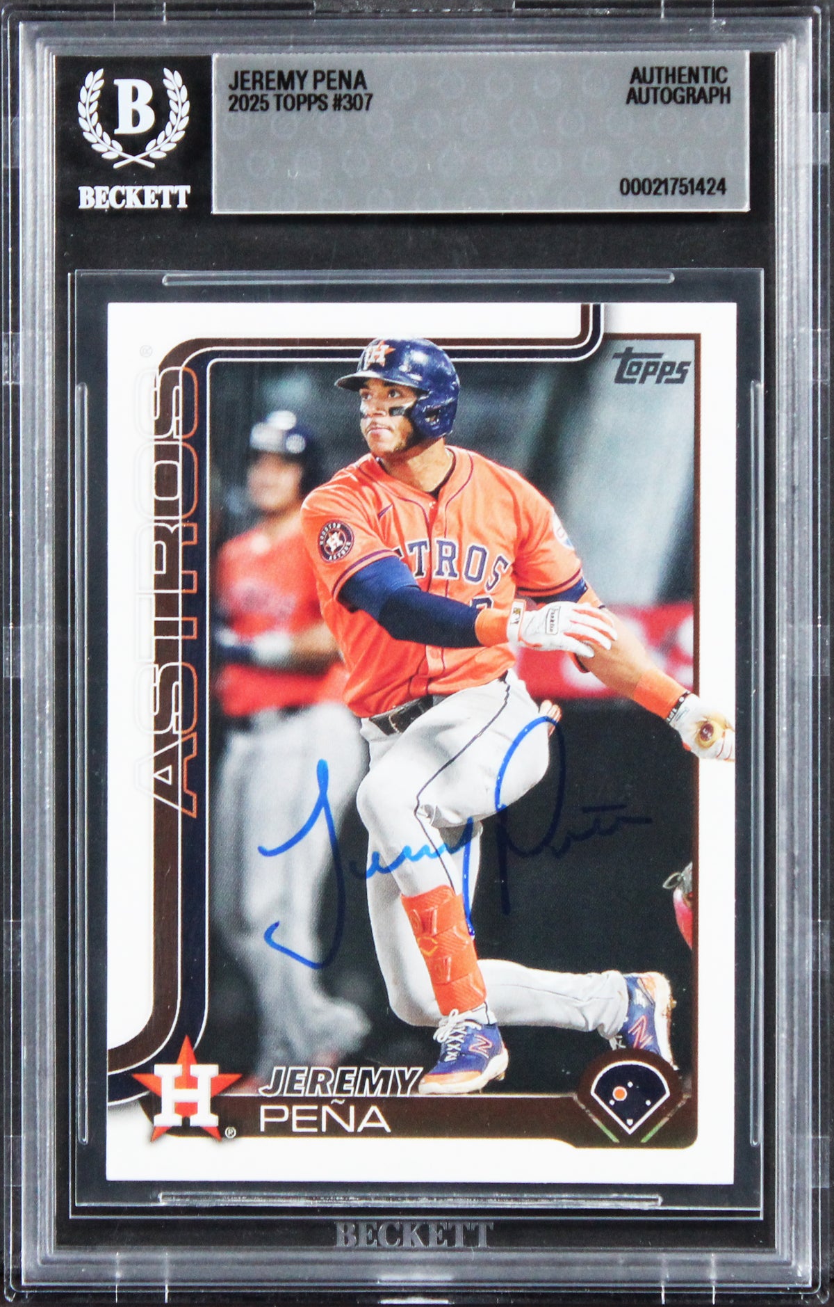Astros Jeremy Pena Authentic Signed 2025 Topps #307 Card Autographed BAS Slabbed