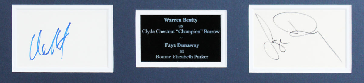 Warren Beatty & Faye Dunaway Bonnie and Clyde Signed Framed Display BAS