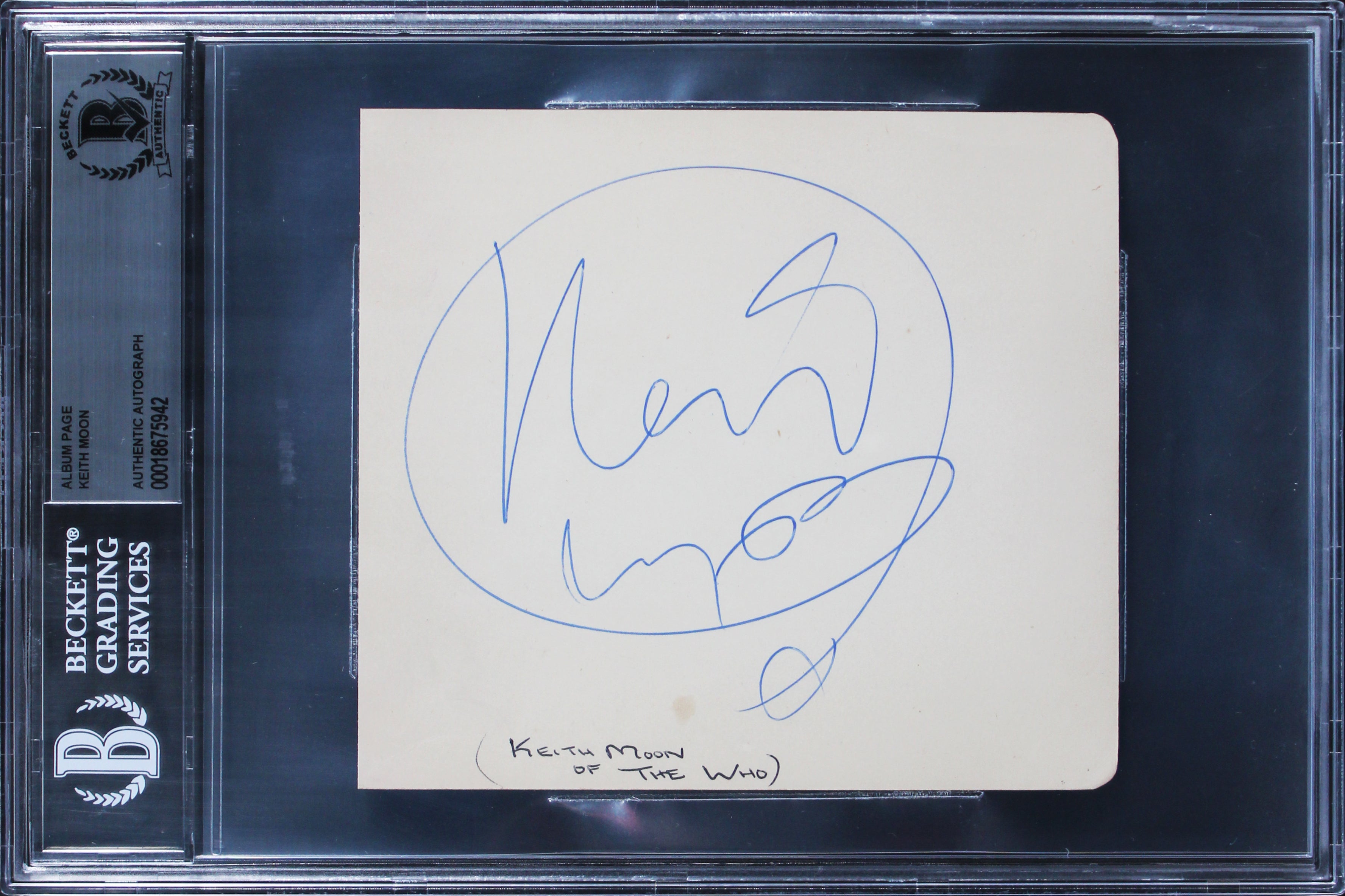 Keith Moon The Who Authentic Signed 5.25x4.5 Inch Album Page BAS Slabbed