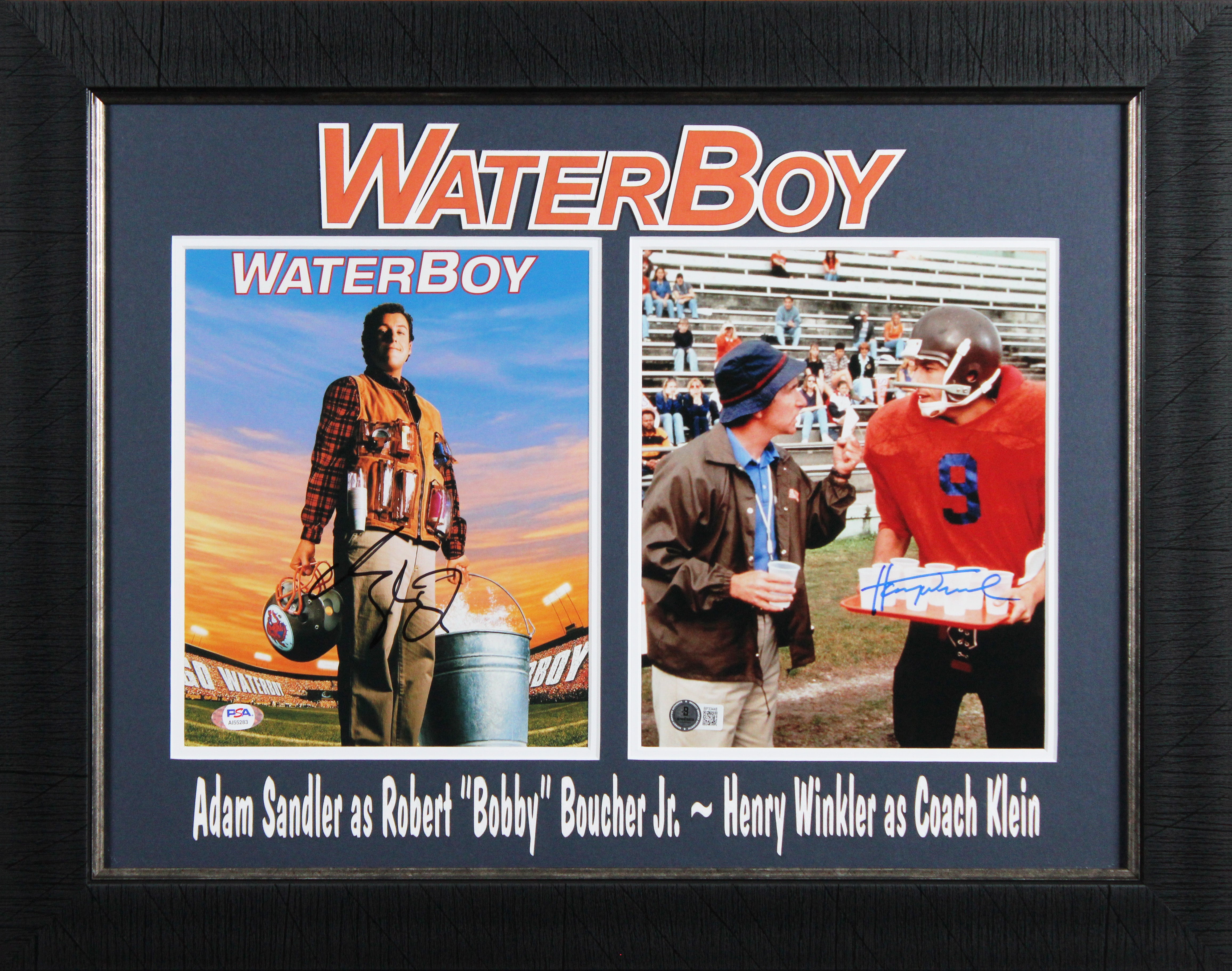 Adam Sandler & Henry Winkler The Waterboy Signed Framed Display BAS & PSA