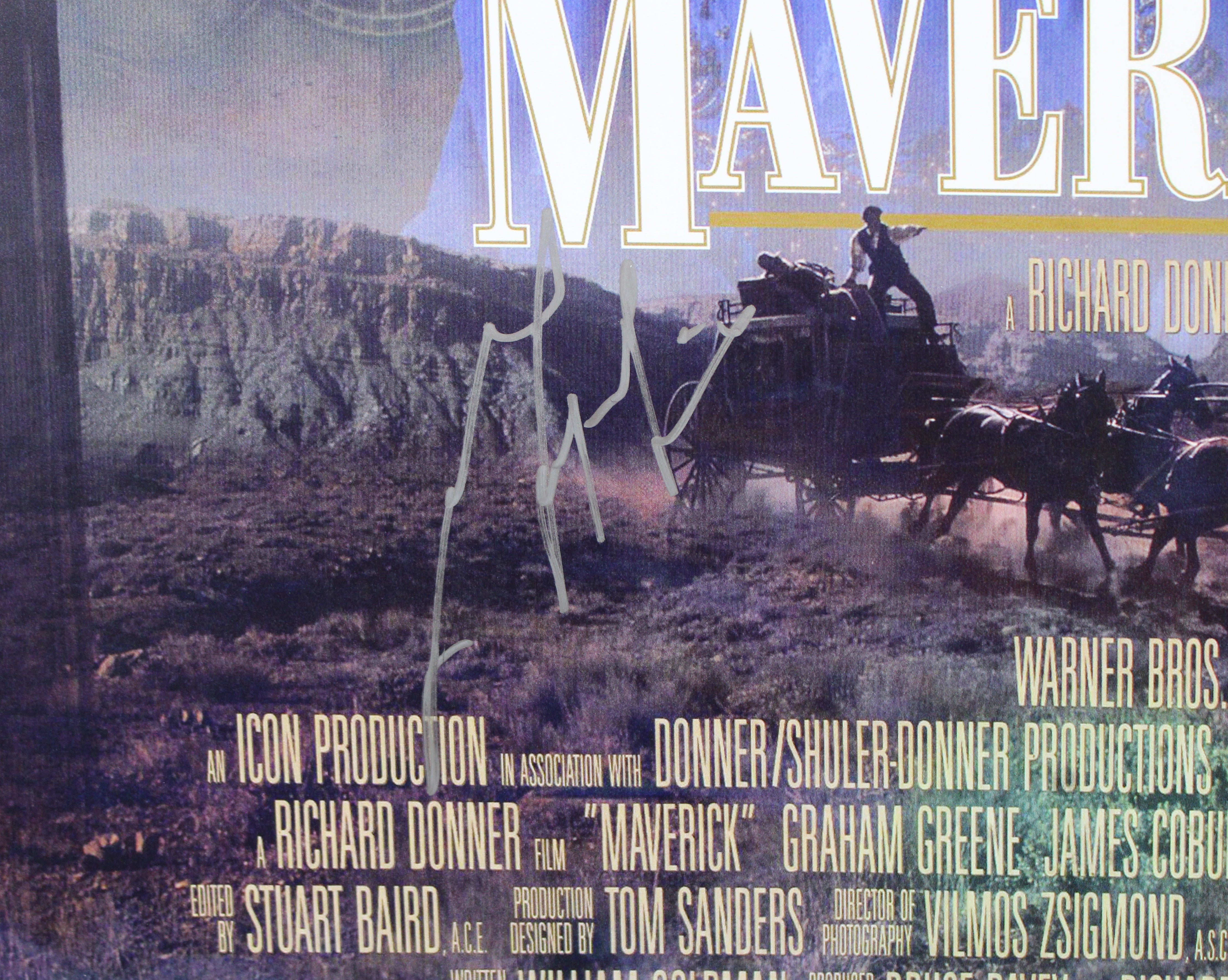 Mel Gibson Maverick Authentic Signed 27x40 Poster Autographed BAS