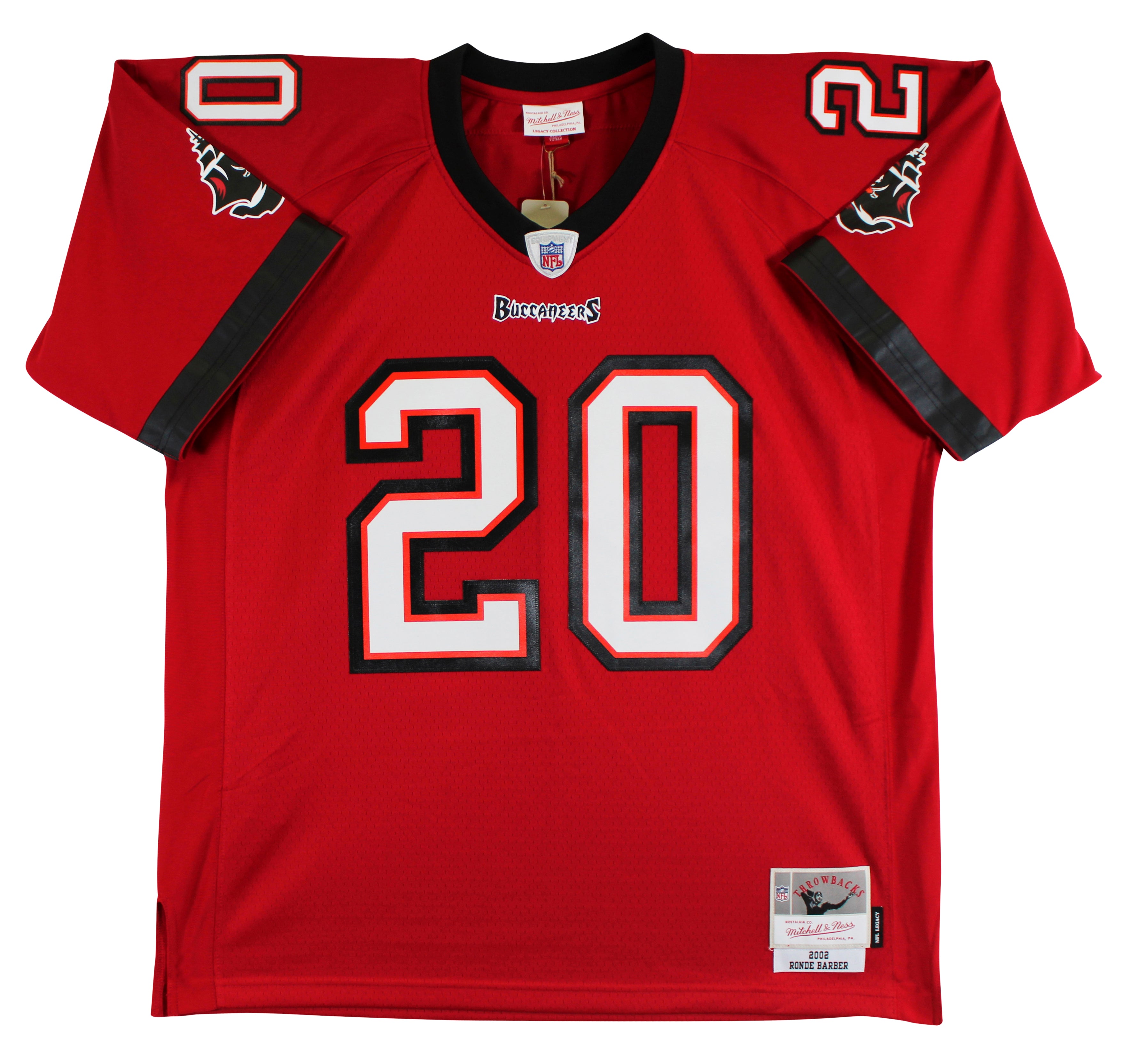 Buccaneers Ronde Barber "4x Insc" Signed Red M&N Throwback Jersey BAS Witnessed