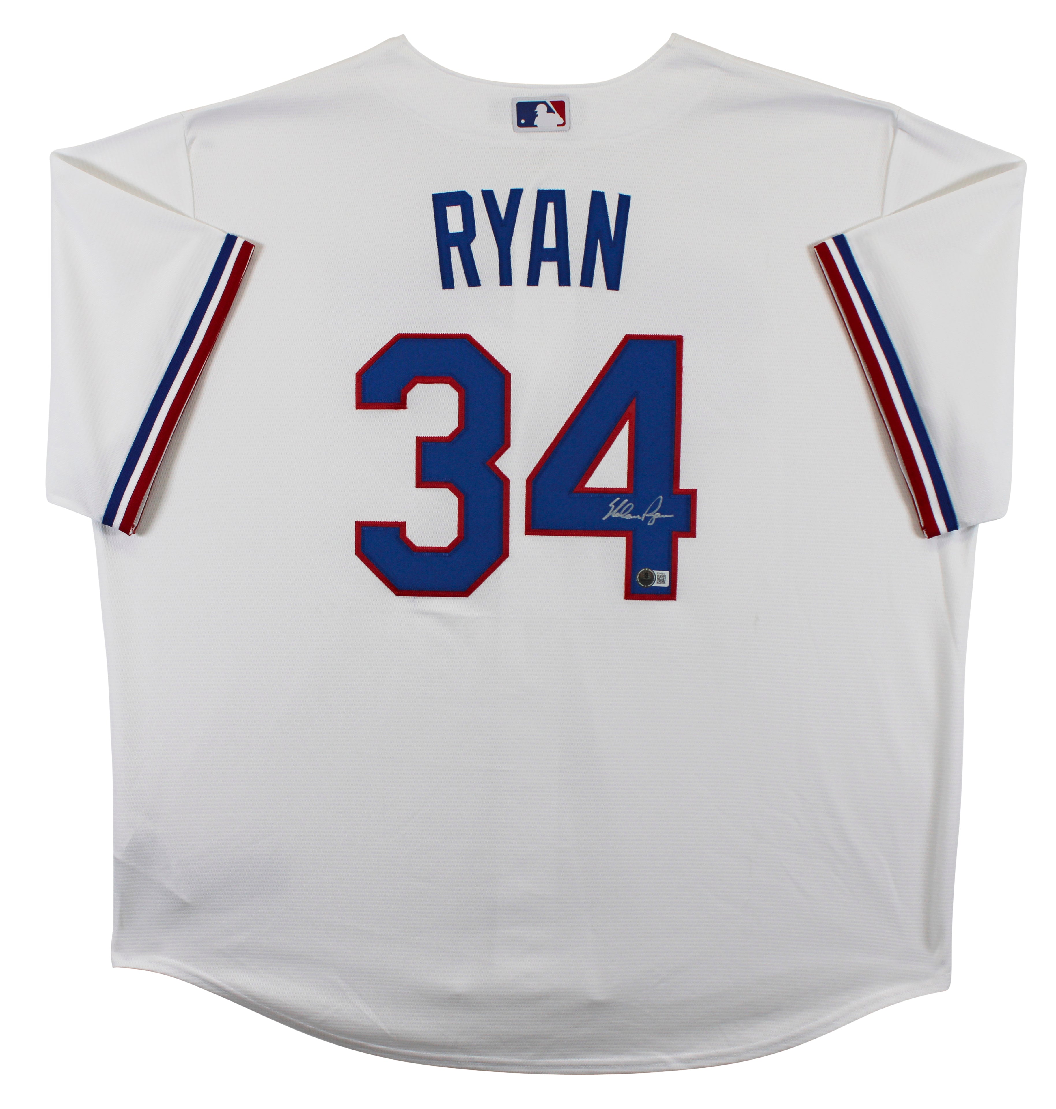 Rangers Nolan Ryan Authentic Signed White Nike Jersey Autographed BAS