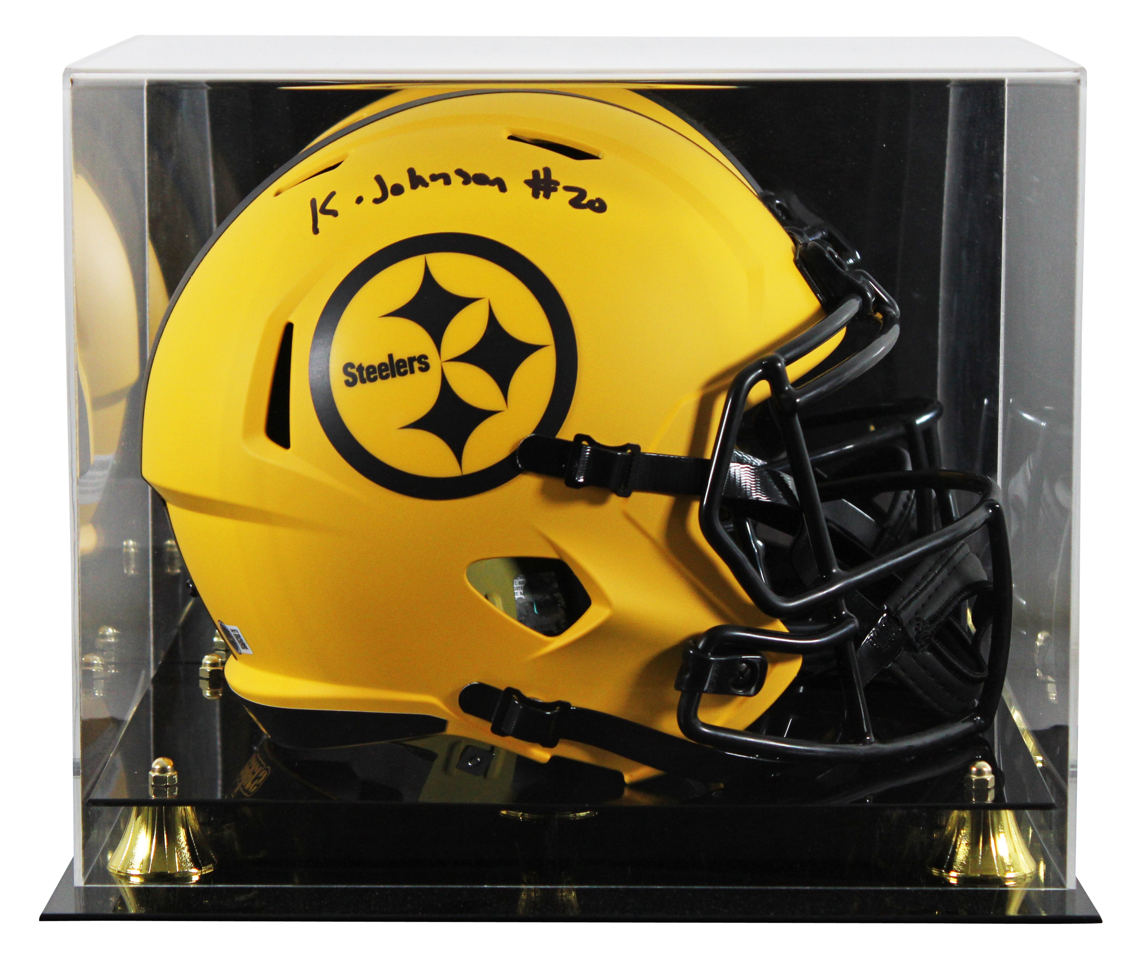 Steelers Kaleb Johnson Signed Rave Full Size Speed Rep Helmet W/ Case BAS Wit