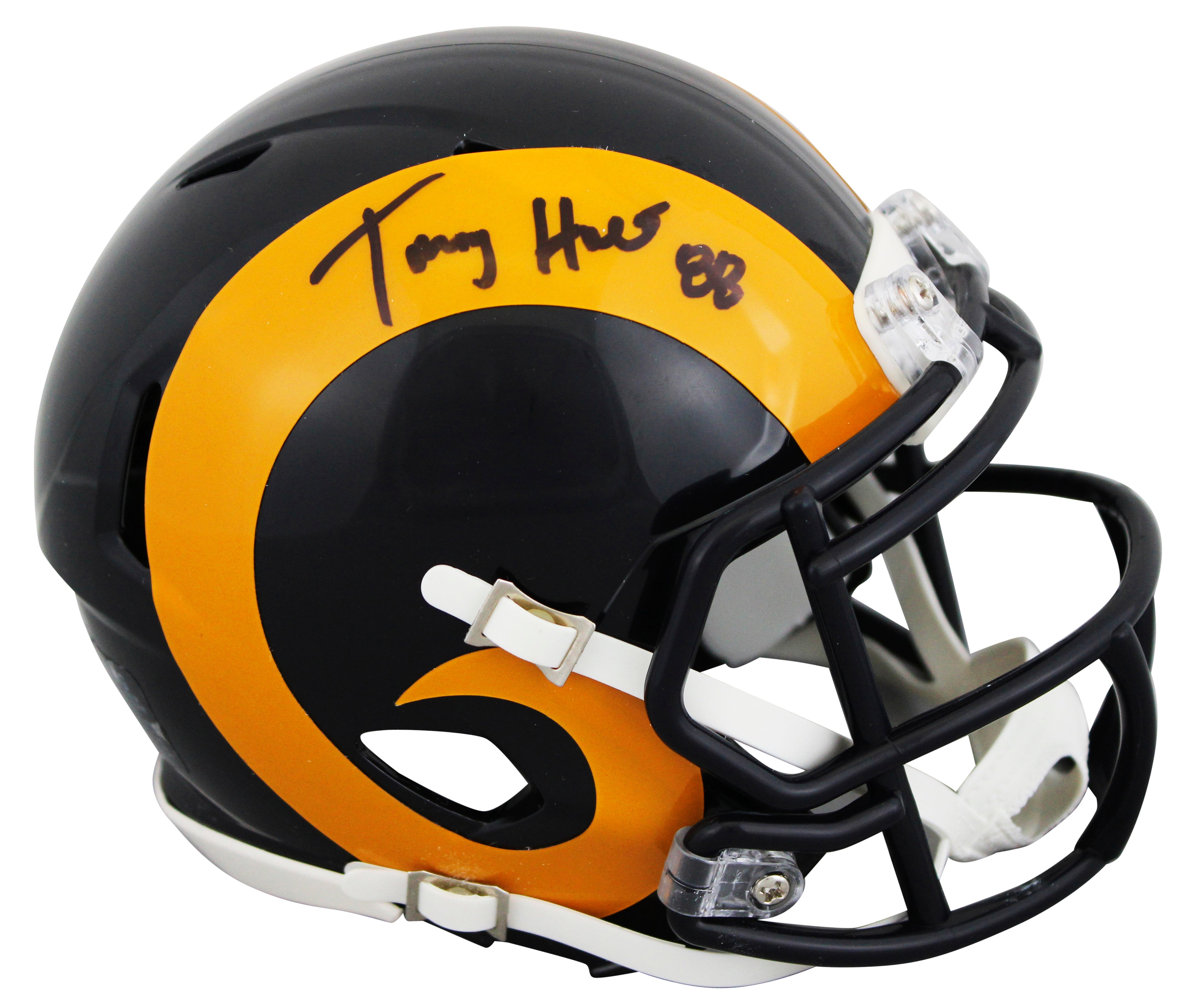 Rams Torry Holt Signed 1981-98 Throwback Speed Mini Helmet W/ Case BAS Witnessed