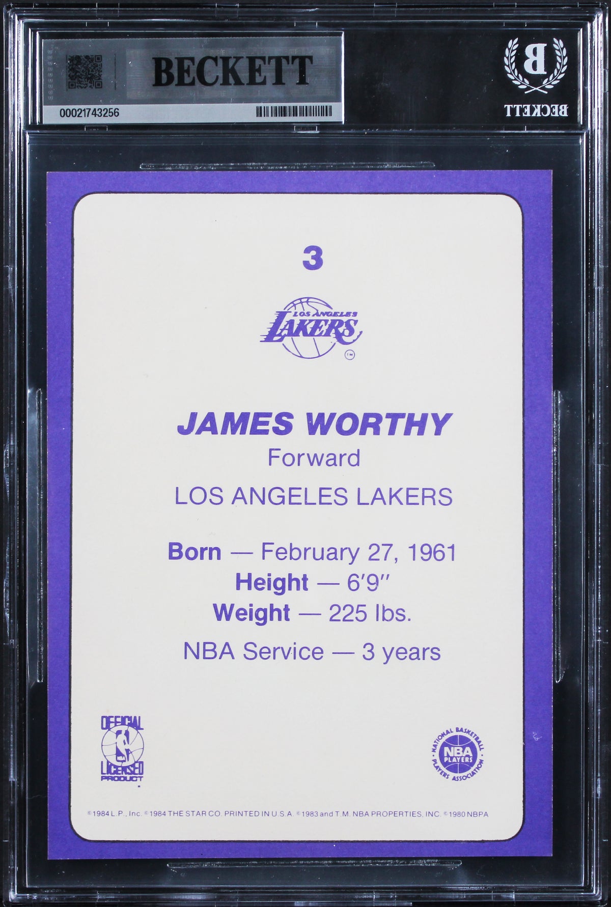Lakers James Worthy Signed 1985 Star Team Supers 5x7 #LA3 Card Auto 10! BAS Slab