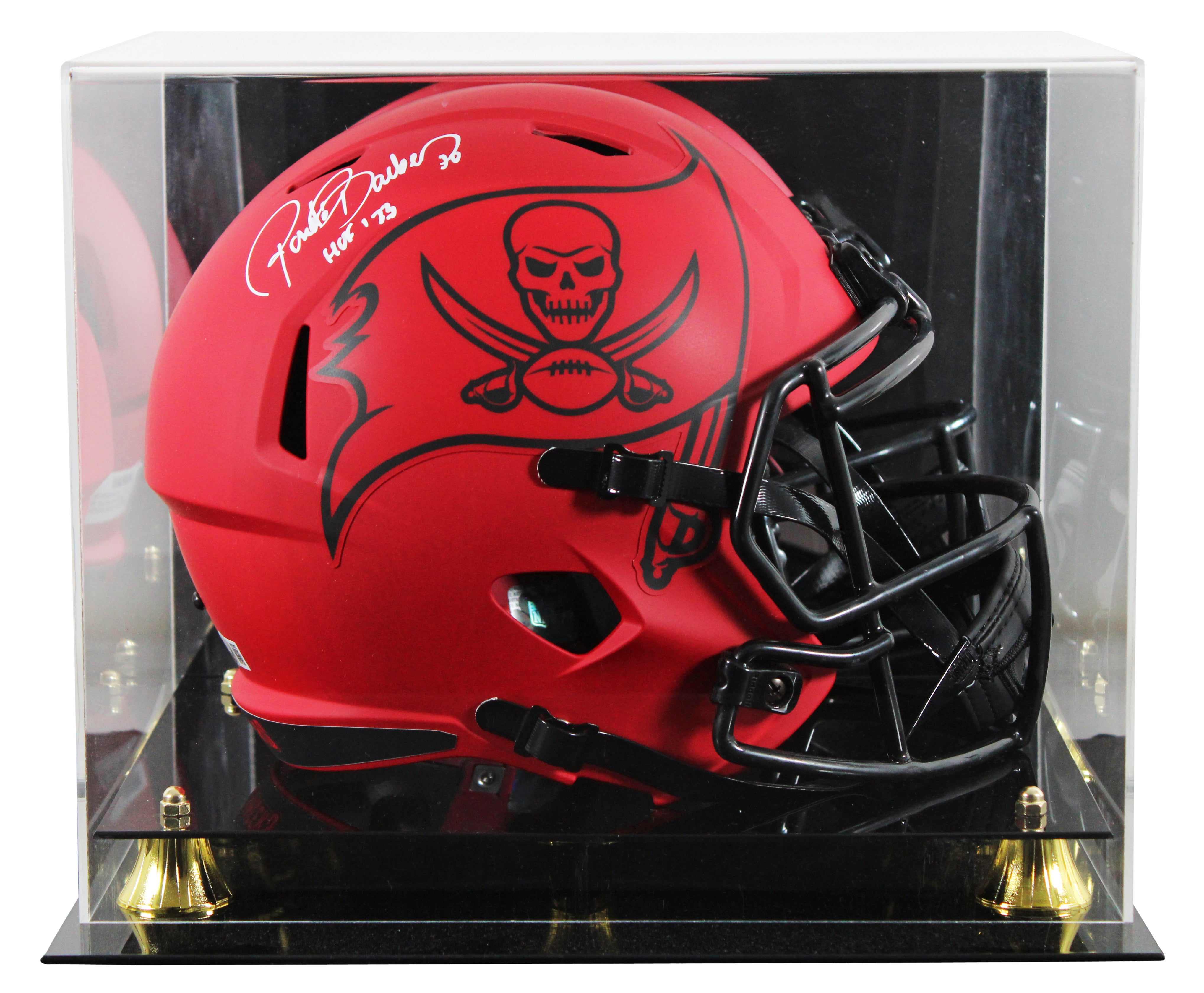 Buccaneers Ronde Barber "HOF 23" Signed Rave F/S Speed Rep Helmet W/ Case BAS W