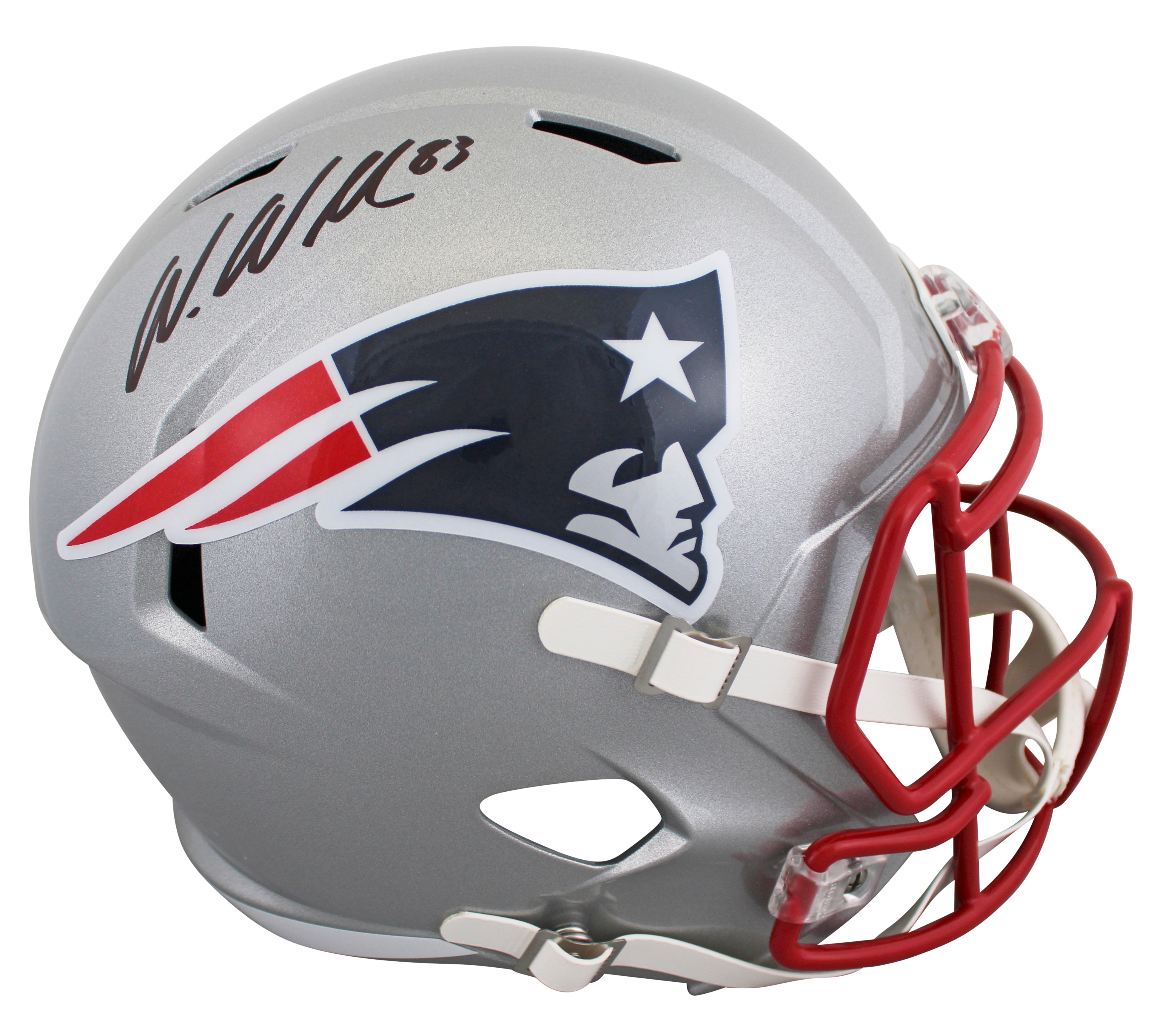 Patriots Wes Welker Signed Full Size Speed Rep Helmet W/ Case JSA Witness