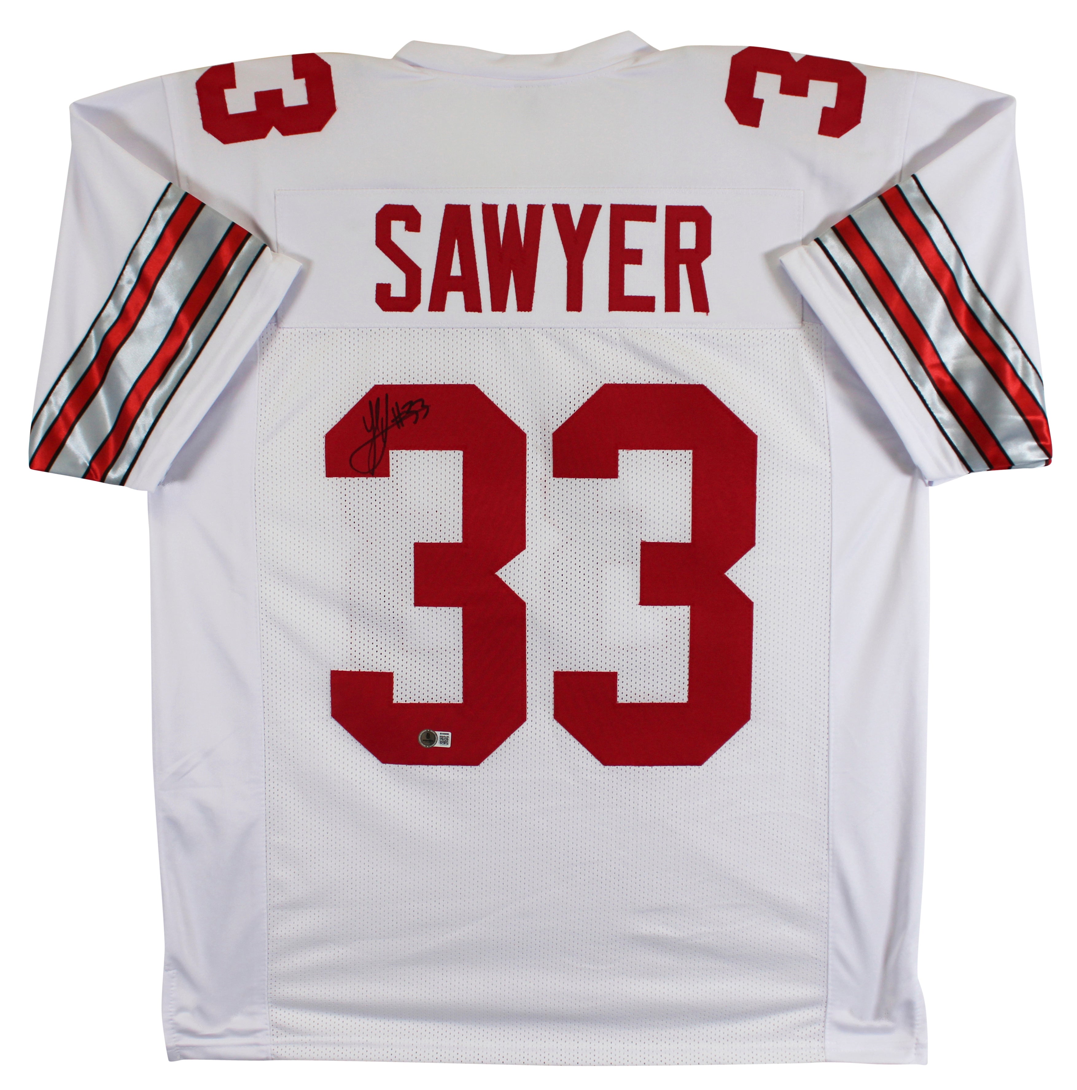 Ohio State Jack Sawyer Authentic Signed White Pro Style Jersey Autographed BAS 2