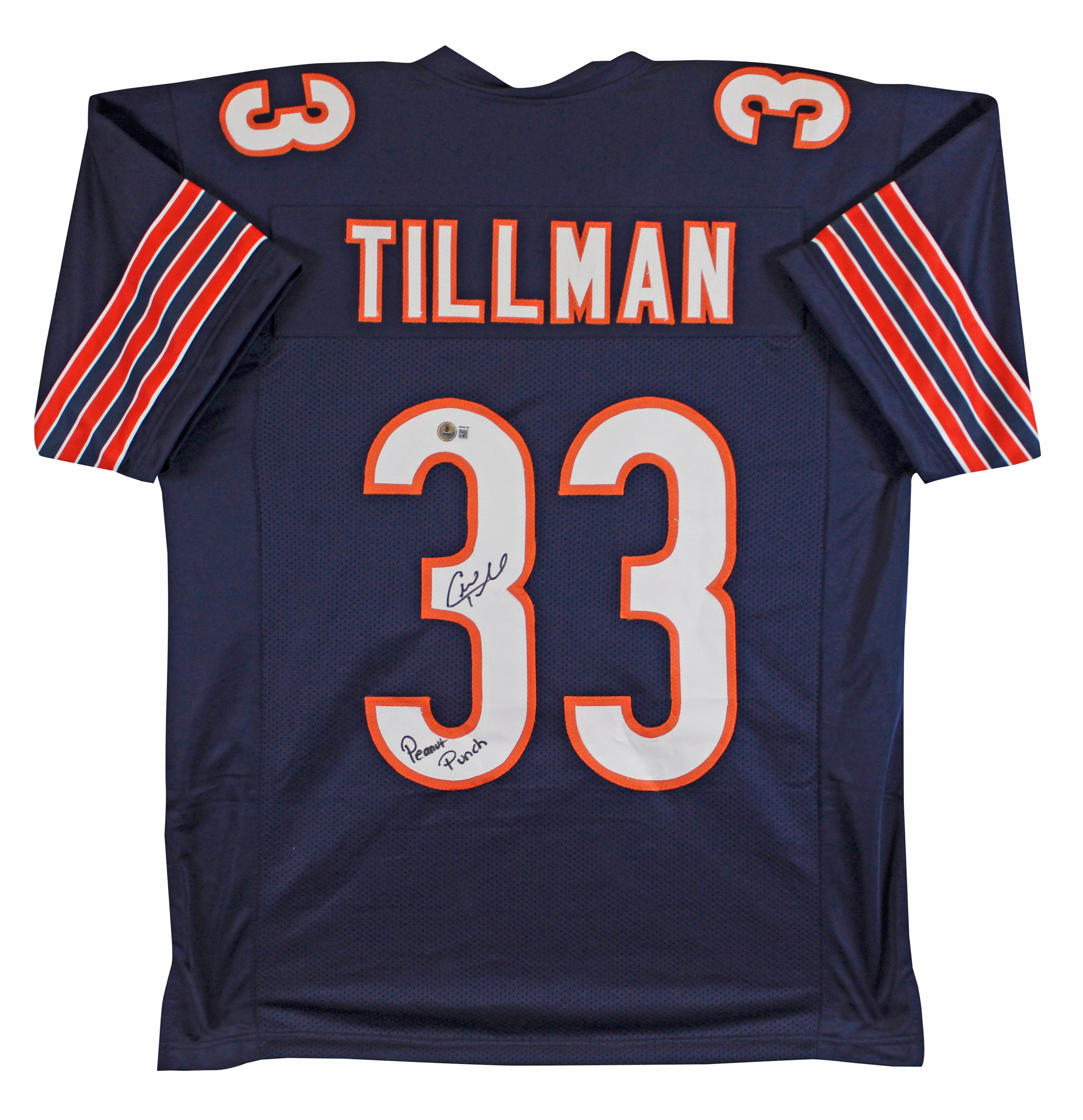 Charles Tillman "Peanut Punch" Signed Navy Pro Style Jersey BAS Witnessed 2