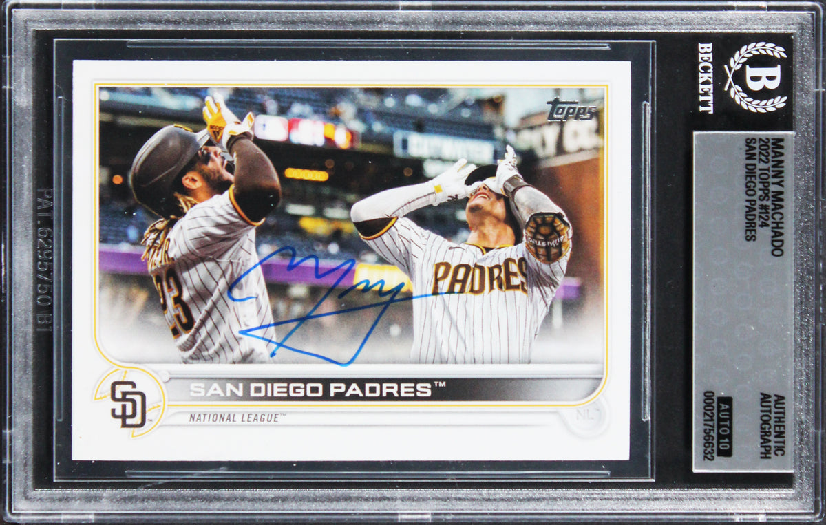 Padres Manny Machado Signed 2022 Topps #124 Card Auto Gem Mint 10! BAS Slabbed