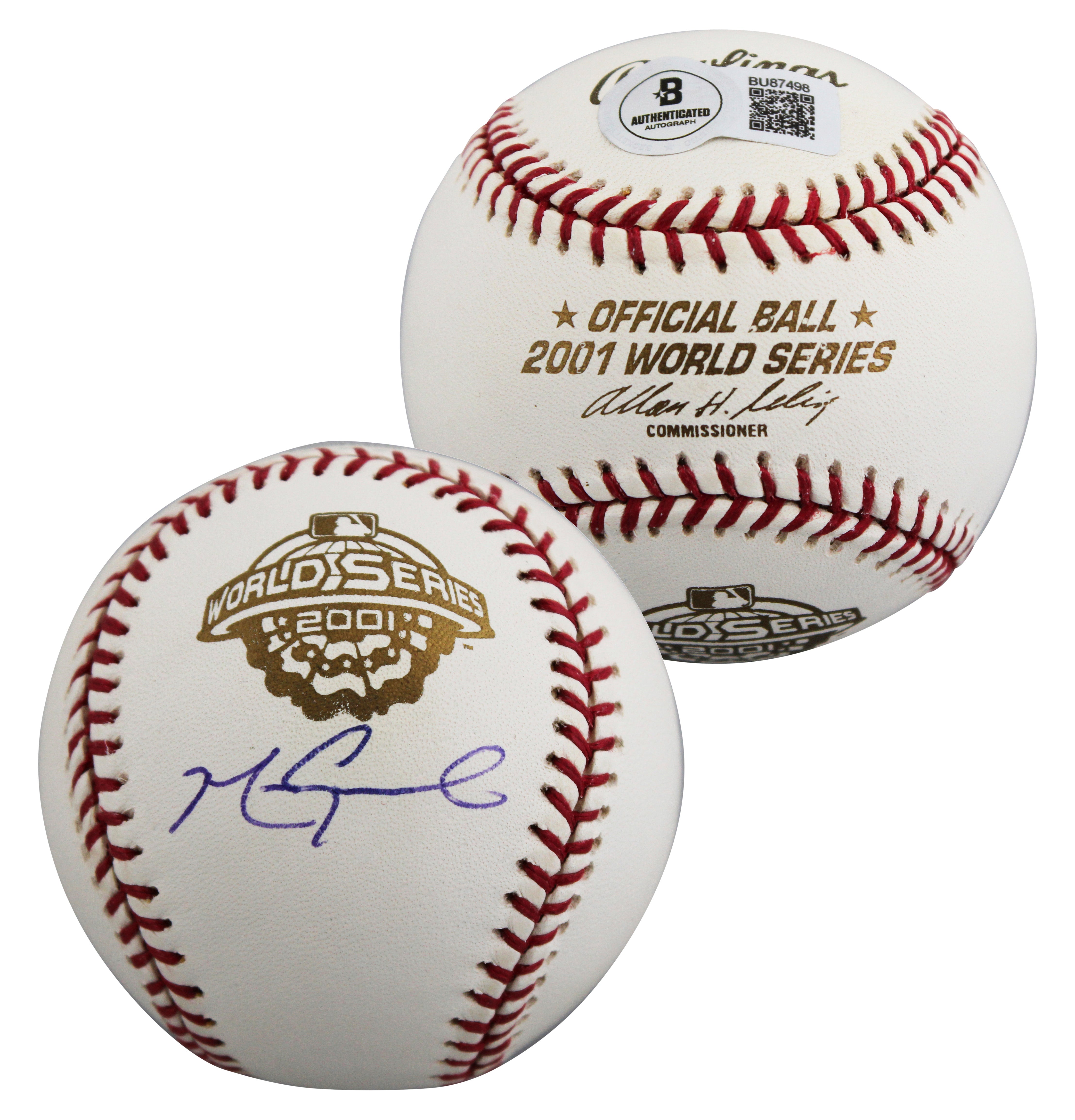 D-Backs Mark Grace Signed 2001 World Series Logo OML Baseball BAS #BU87498