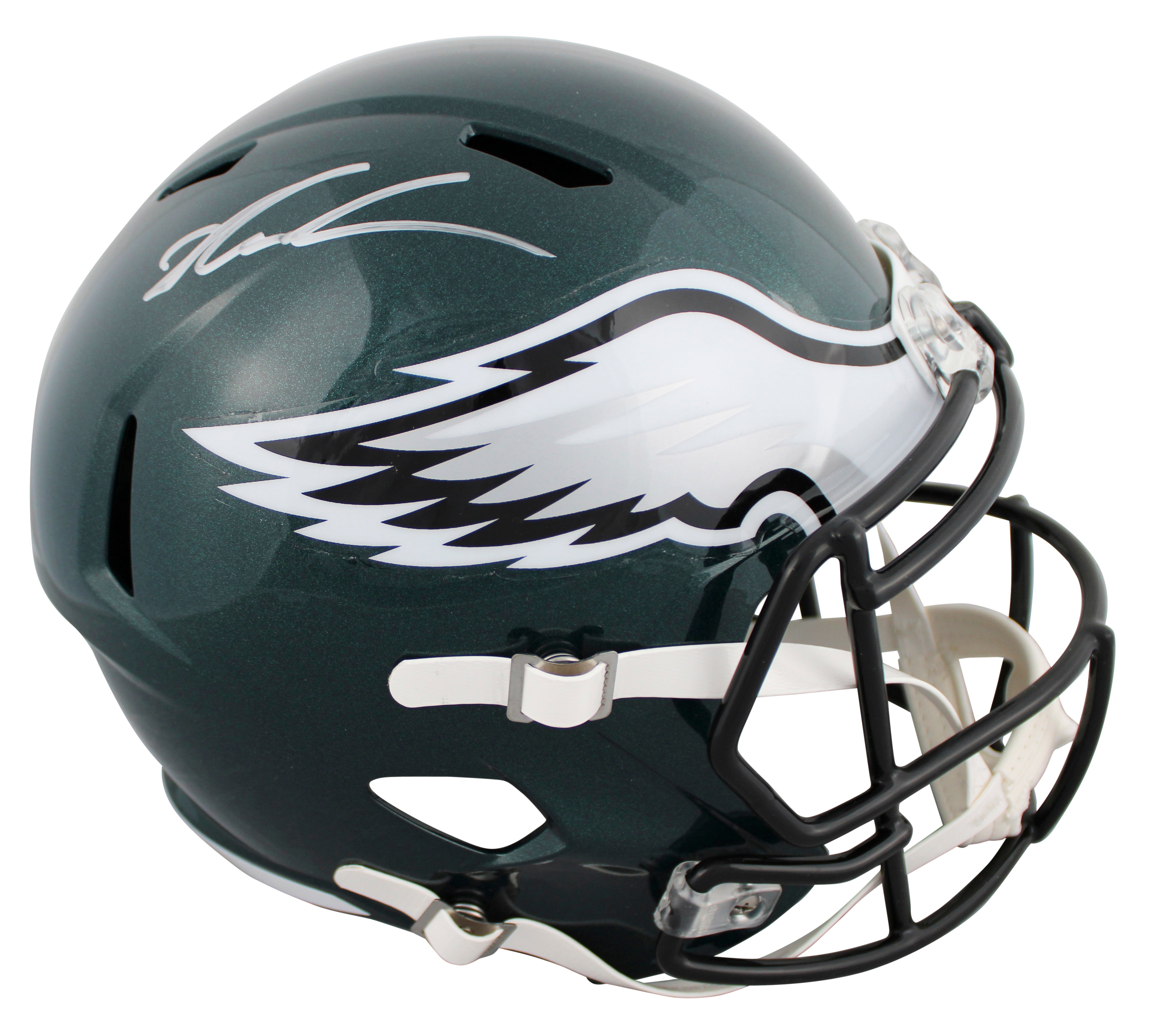Eagles Jalen Carter Signed Full Size Speed Rep Helmet w/ Silver Sig BAS Witness