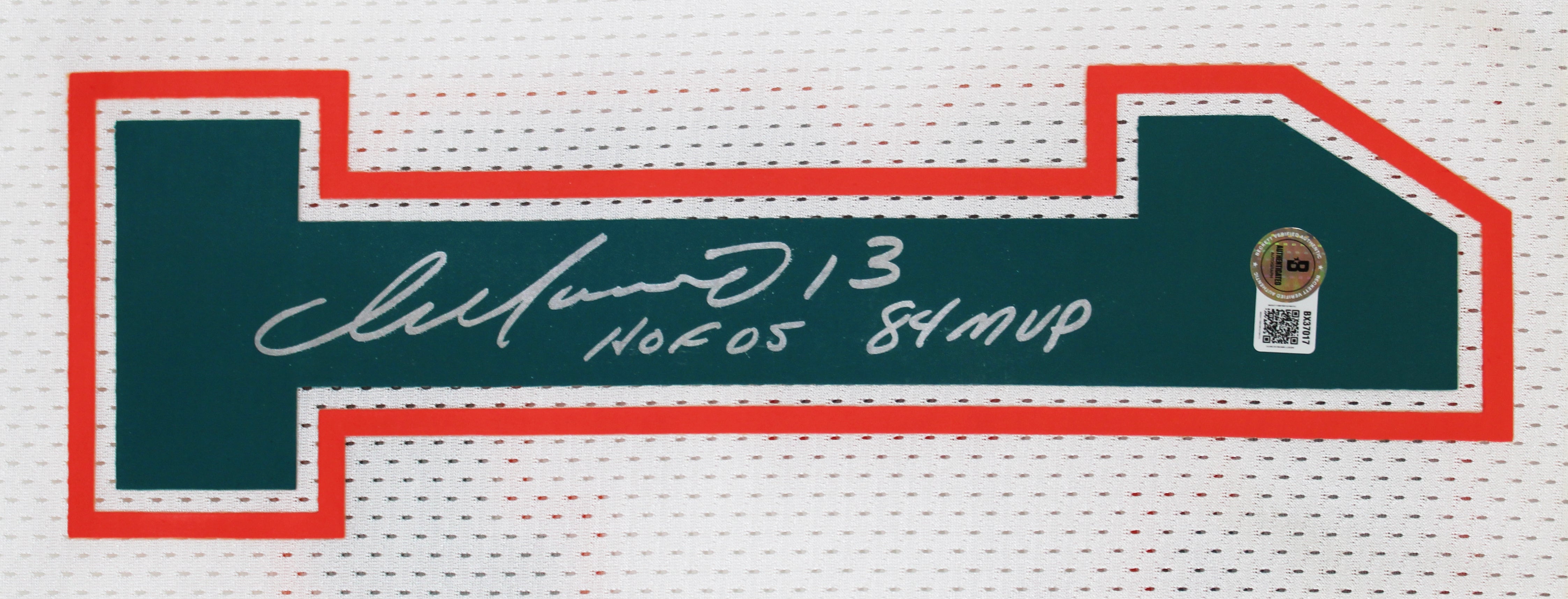 Dolphins Dan Marino "HOF MVP" Signed White 1990 TB Mitchell & Ness Jersey BAS 1
