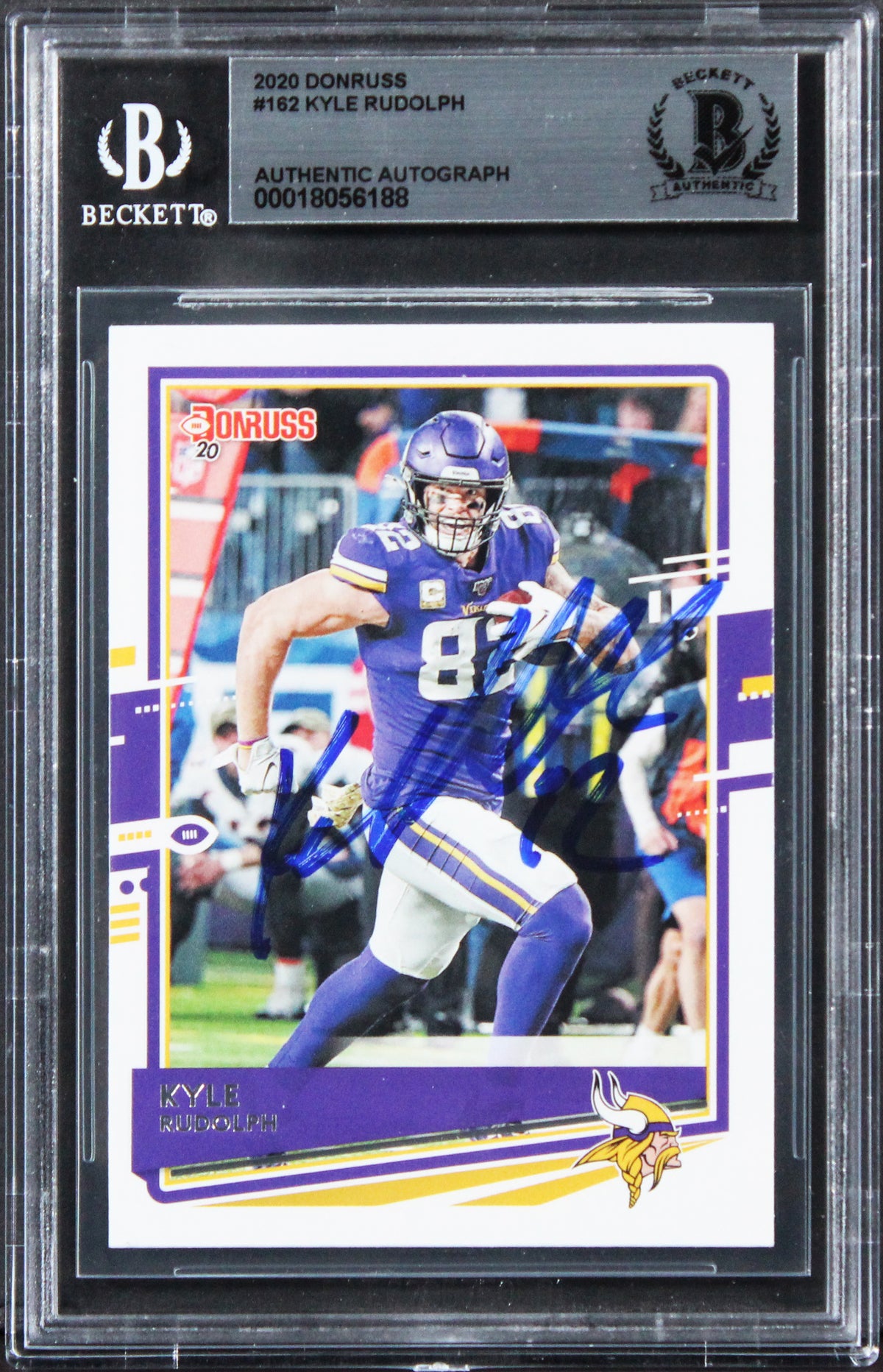 Vikings Kyle Rudolph Authentic Signed 2020 Donruss #162 Card BAS Slabbed 2