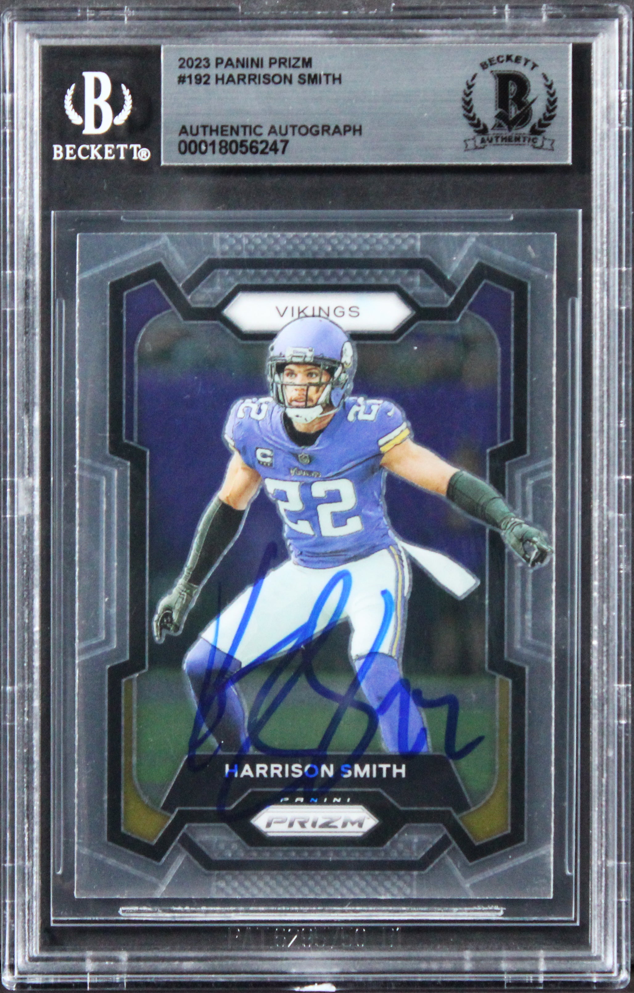 Vikings Harrison Smith Authentic Signed 2023 Panini Prizm #192 Card BAS Slabbed