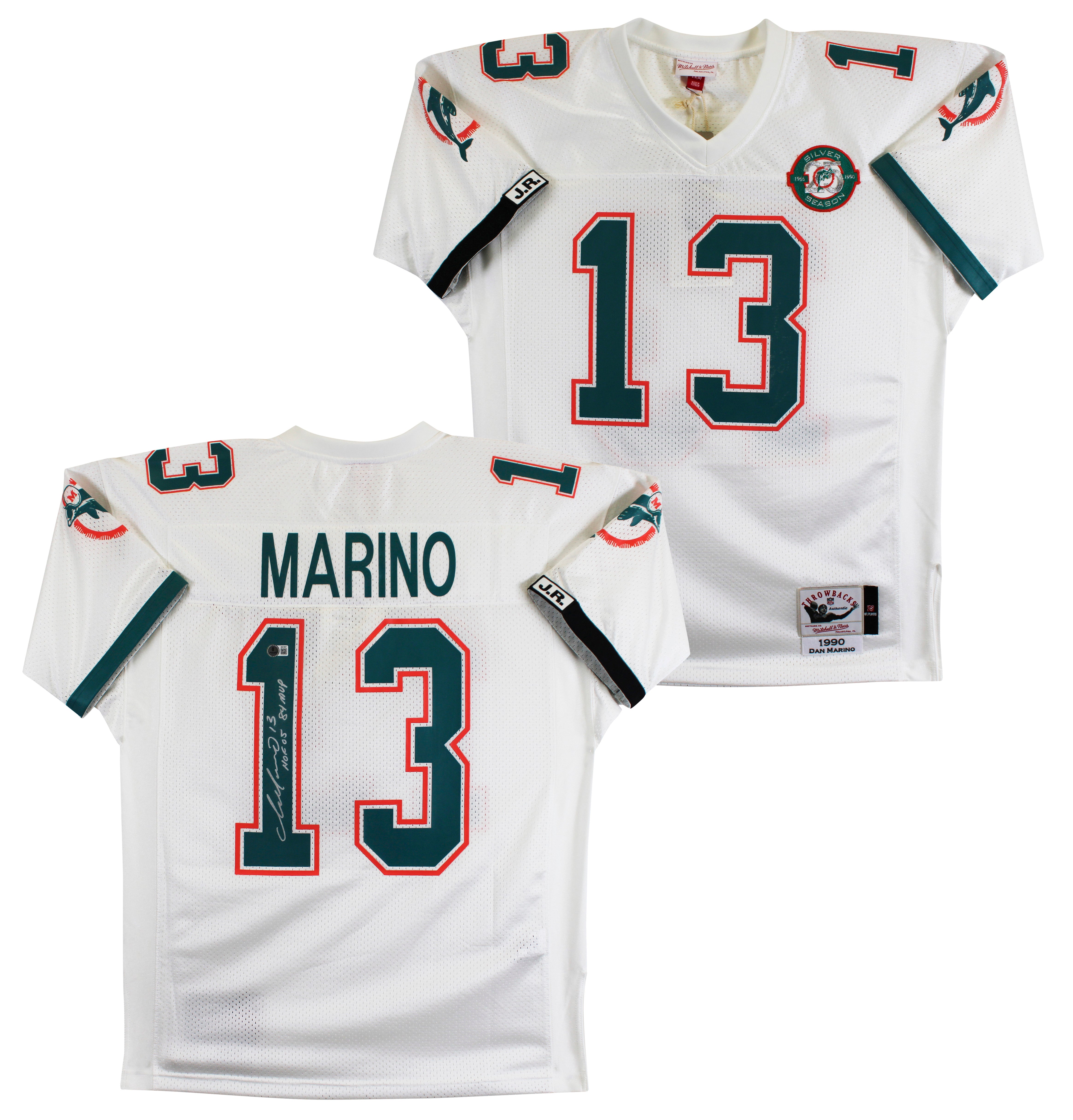 Dolphins Dan Marino "HOF, 84 MVP" Signed White 1990 TB M&N Jersey BAS #BX37027