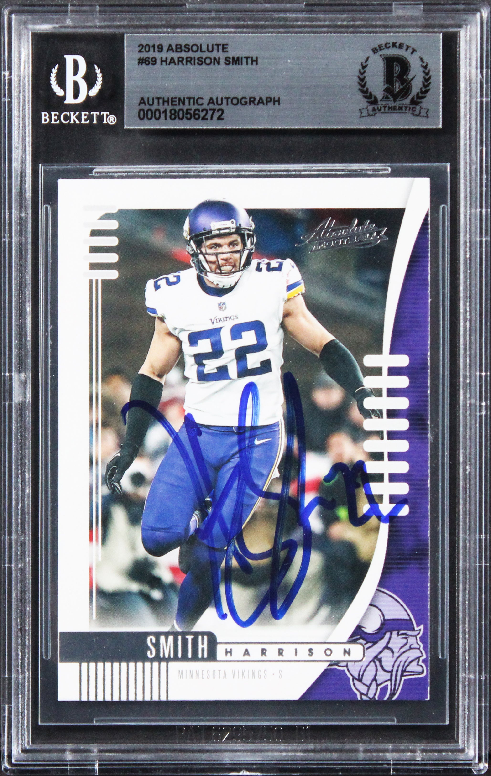 Vikings Harrison Smith Authentic Signed 2019 Absolute #69 Card BAS Slabbed