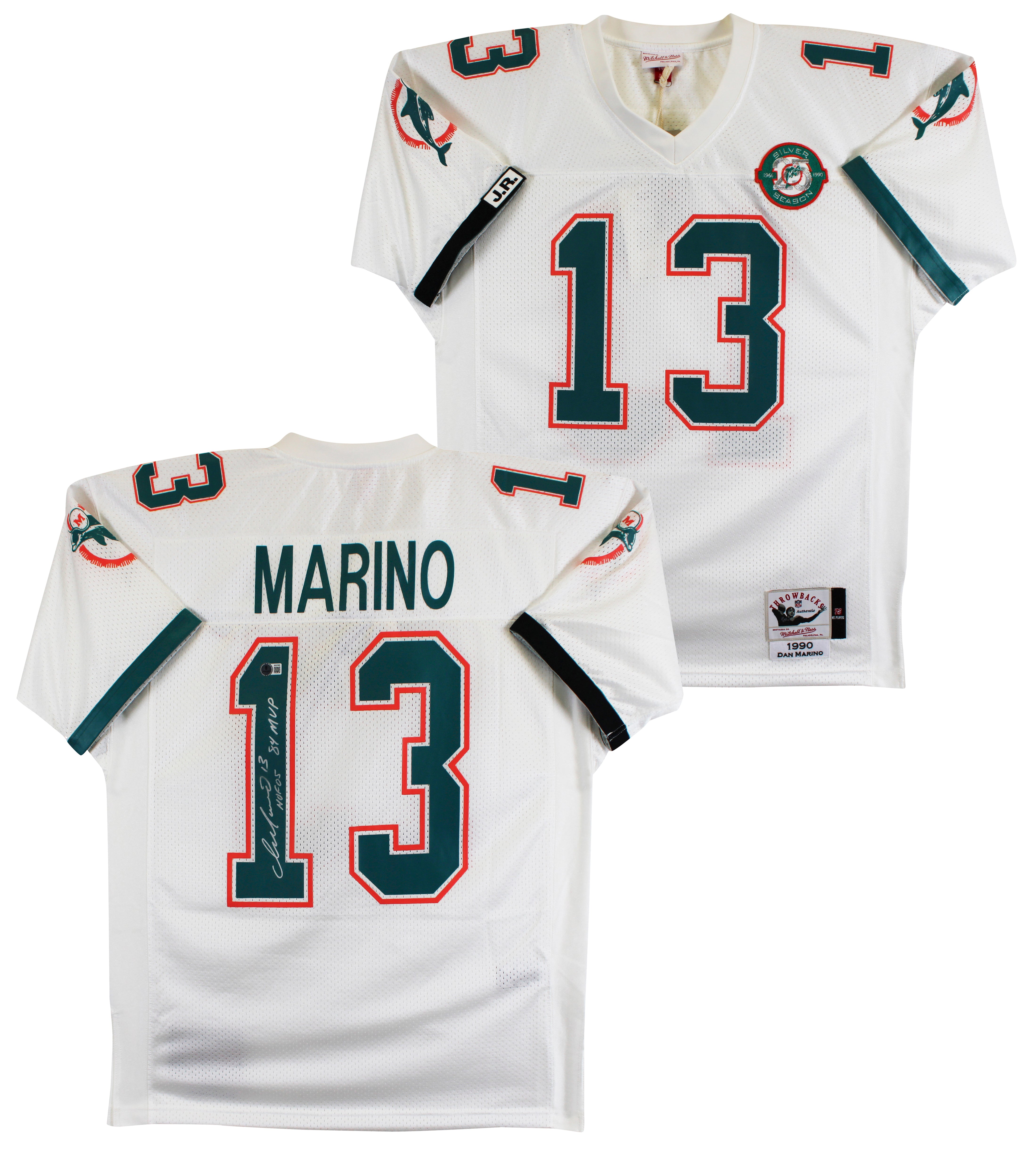 Dolphins Dan Marino "HOF, 84 MVP" Signed White 1990 TB M&N Jersey BAS #BX37026