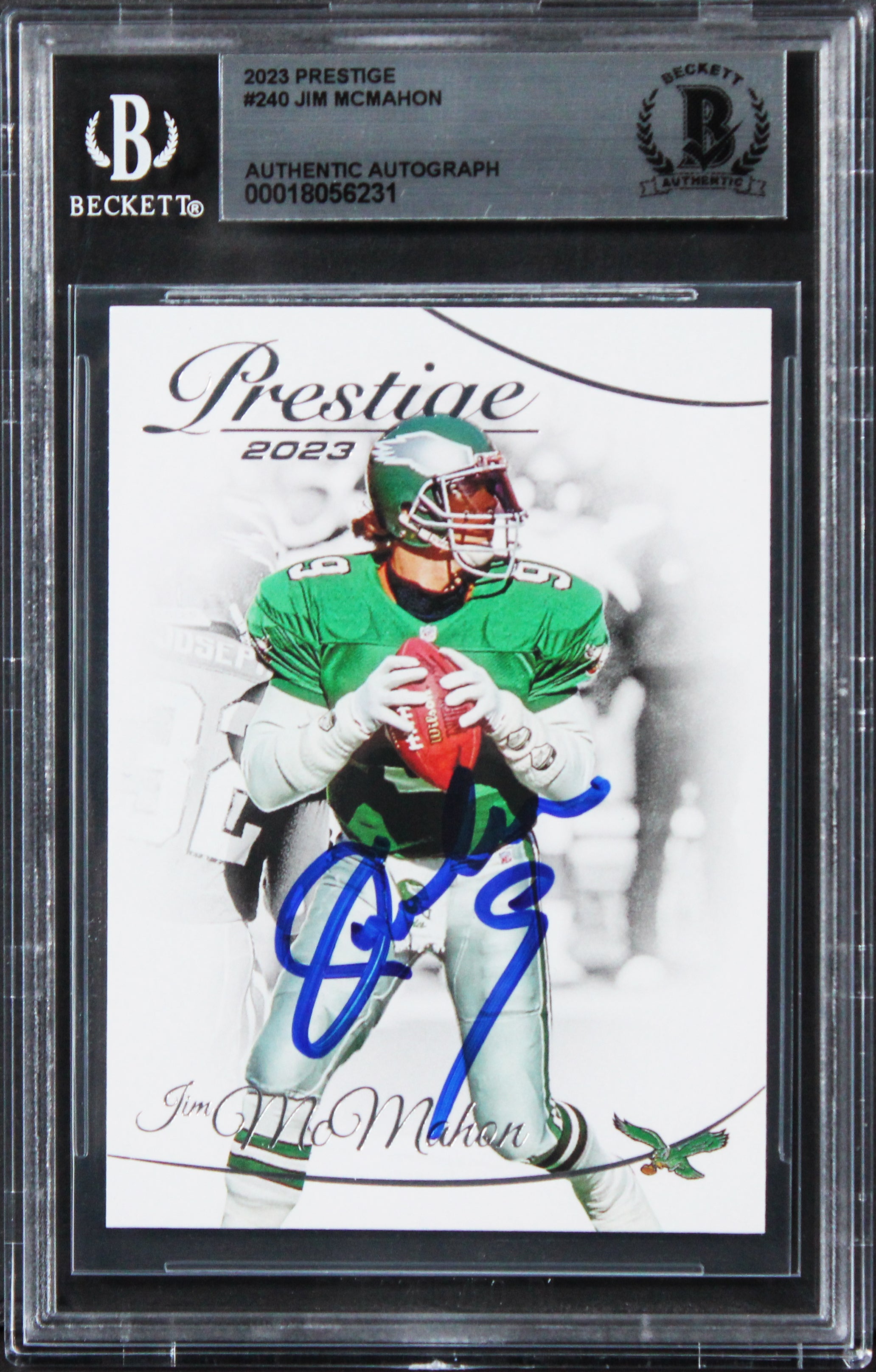 Eagles Jim McMahon Authentic Signed 2023 Prestige #240 Card BAS Slabbed