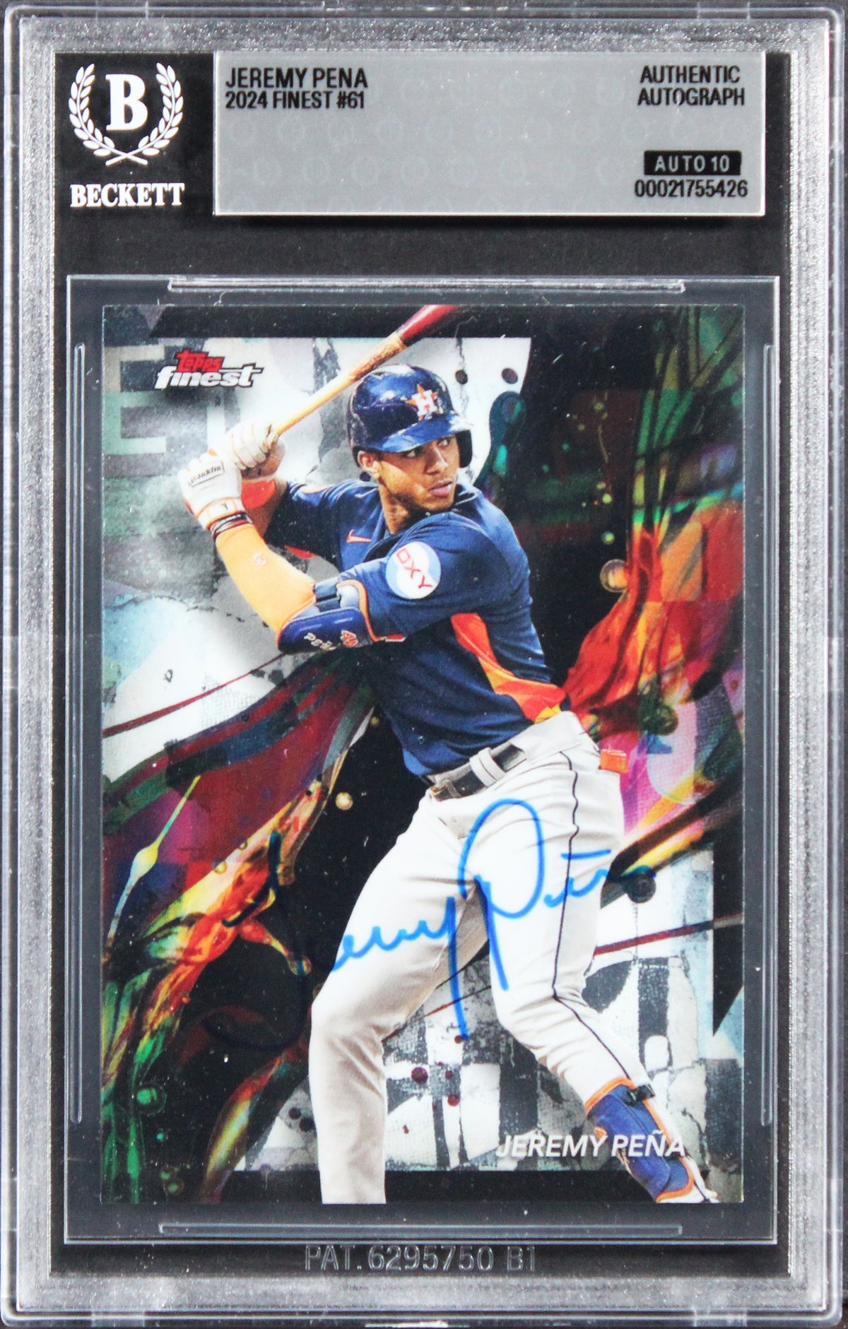 Astros Jeremy Pena Signed 2024 Finest #61 Card Auto Grade GM 10! BAS Slabbed