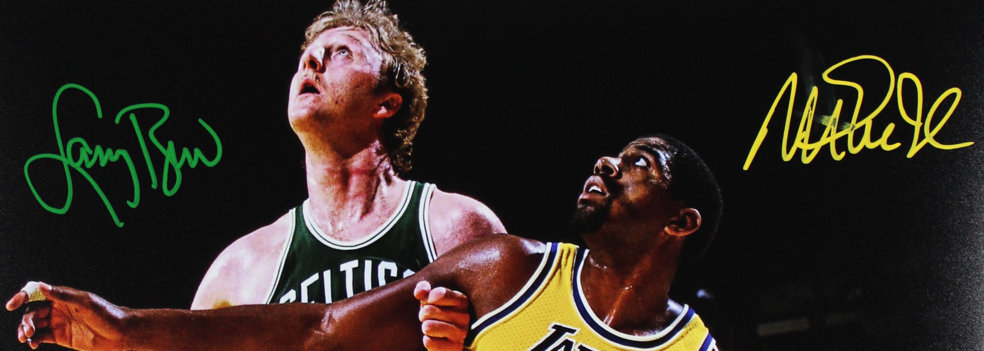 Magic Johnson & Larry Bird Signed 16x20 Vertical Spotlight Photo BAS W #4W062856