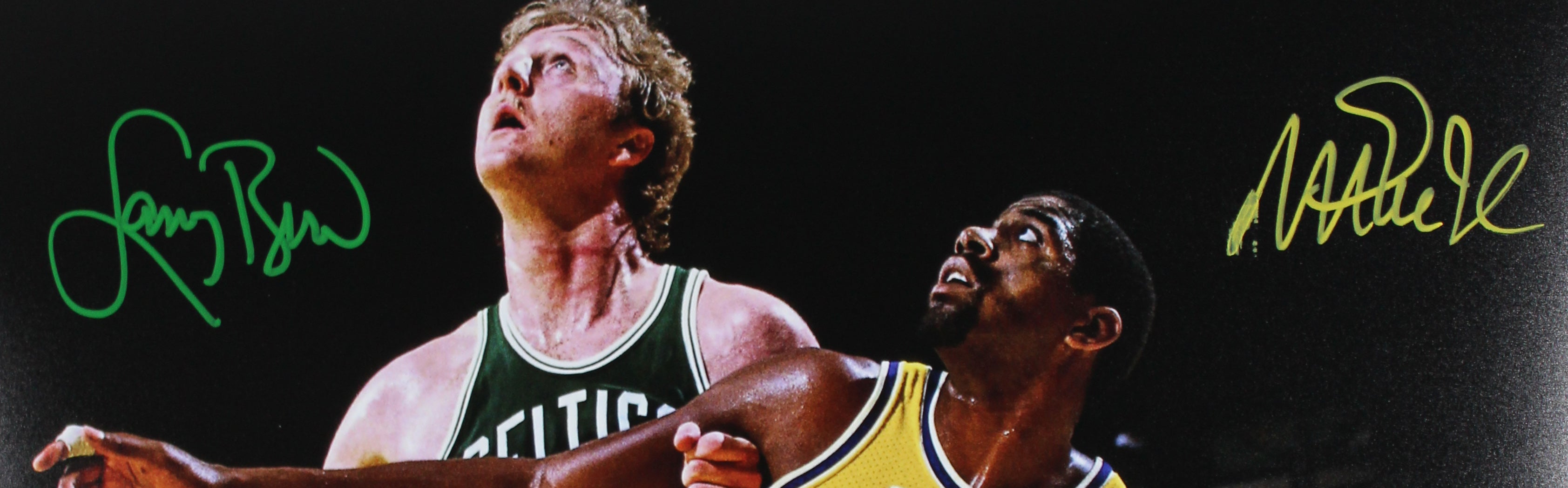 Magic Johnson & Larry Bird Signed 16x20 Vertical Spotlight Photo BAS W #4W062858