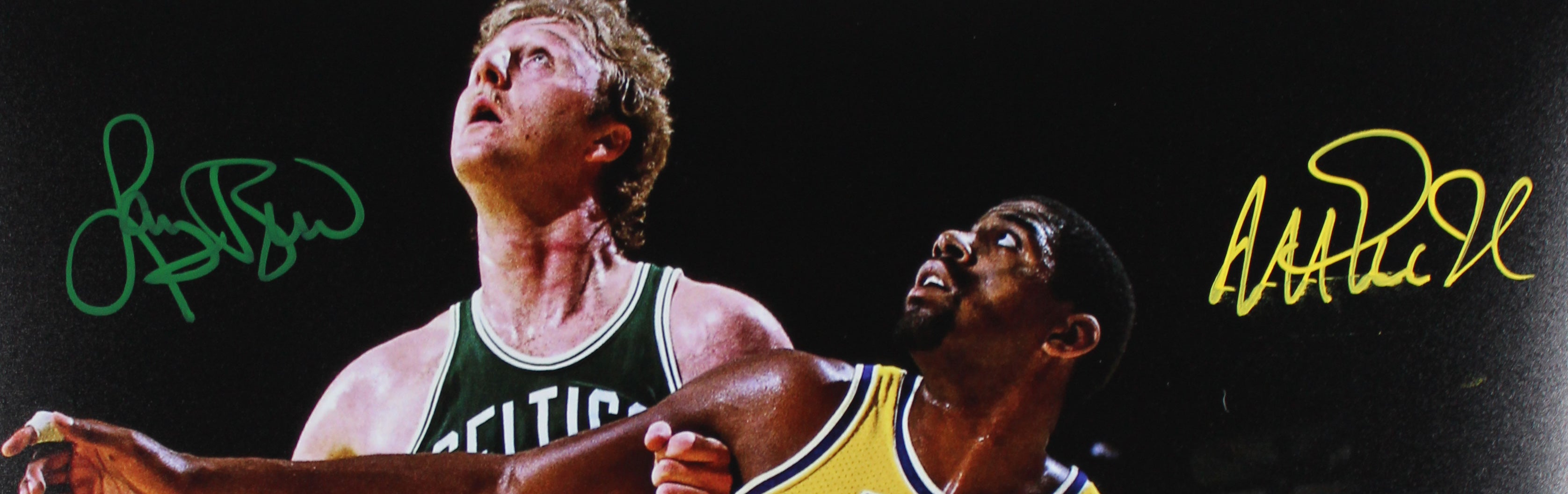 Magic Johnson & Larry Bird Signed 16x20 Vertical Spotlight Photo BAS W #4W062930