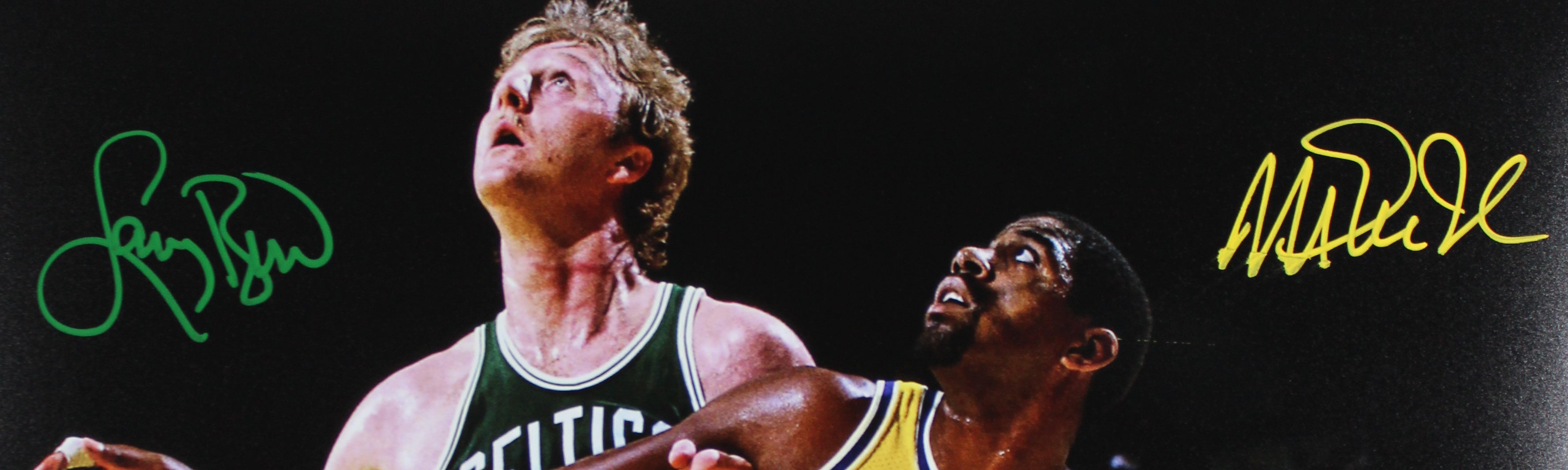 Magic Johnson & Larry Bird Signed 16x20 Vertical Spotlight Photo BAS W #4W062900