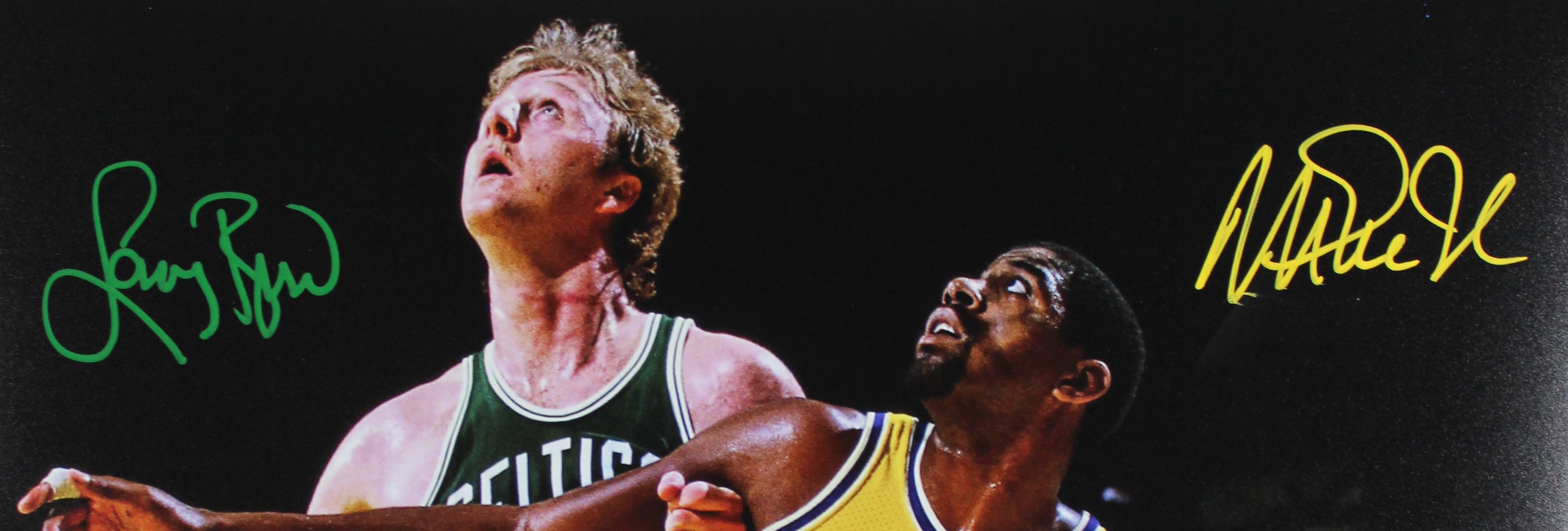 Magic Johnson & Larry Bird Signed 16x20 Vertical Spotlight Photo BAS W #4W062901