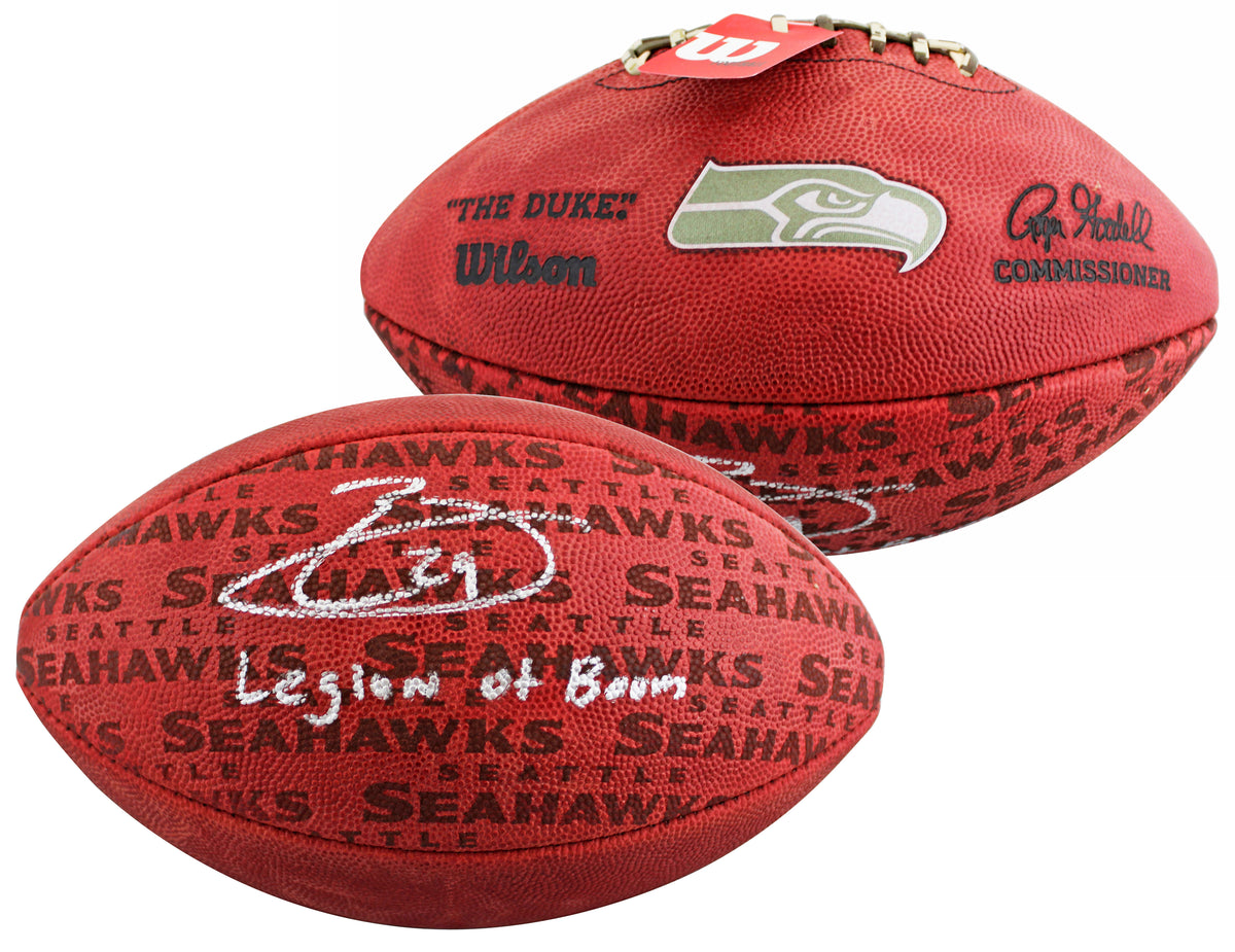 Earl Thomas "Legion of Boom" Signed "Duke" Team Showcase Football W/ Case BAS W