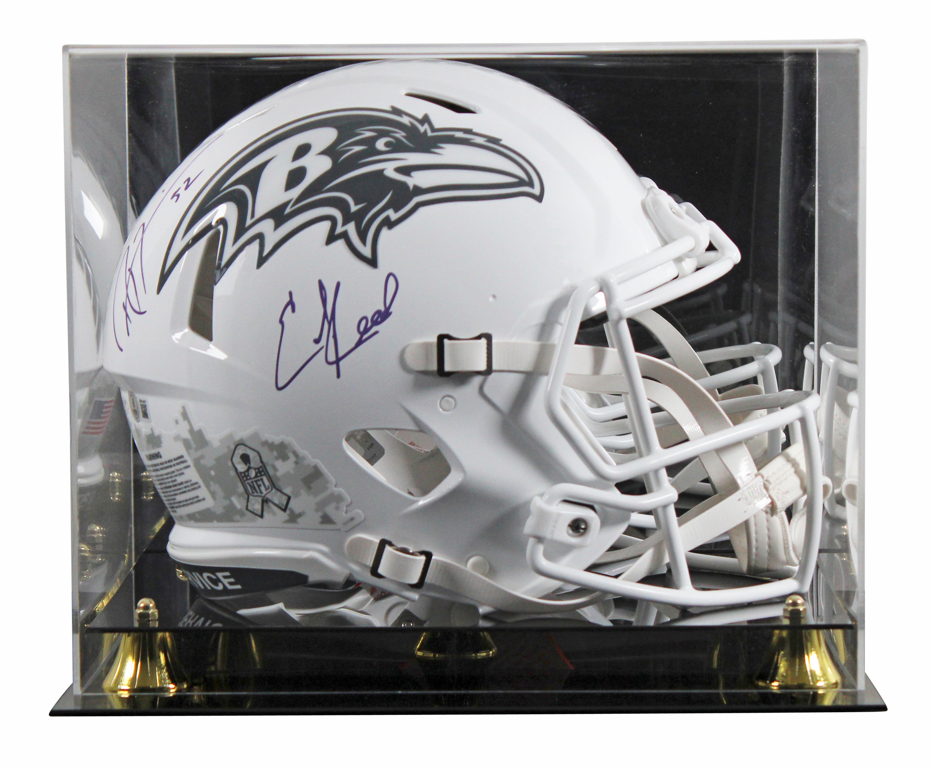 Ravens Ray Lewis & Ed Reed Signed STS III F/S Speed Proline Helmet W/ Case BAS W