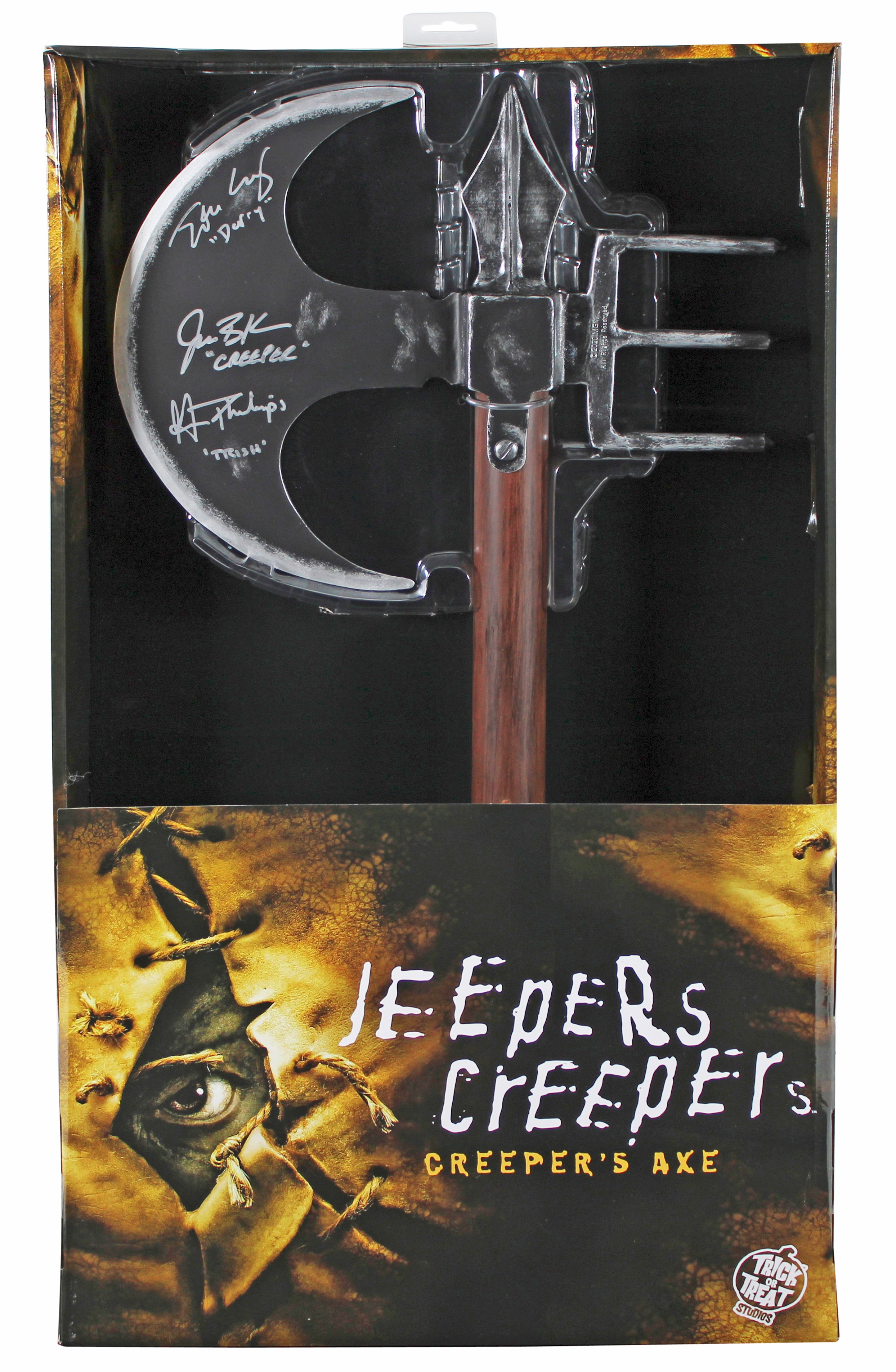 Jeeper's Creeper (3) Breck, Philips & Long Signed Replica Creeper Axe Toy BAS