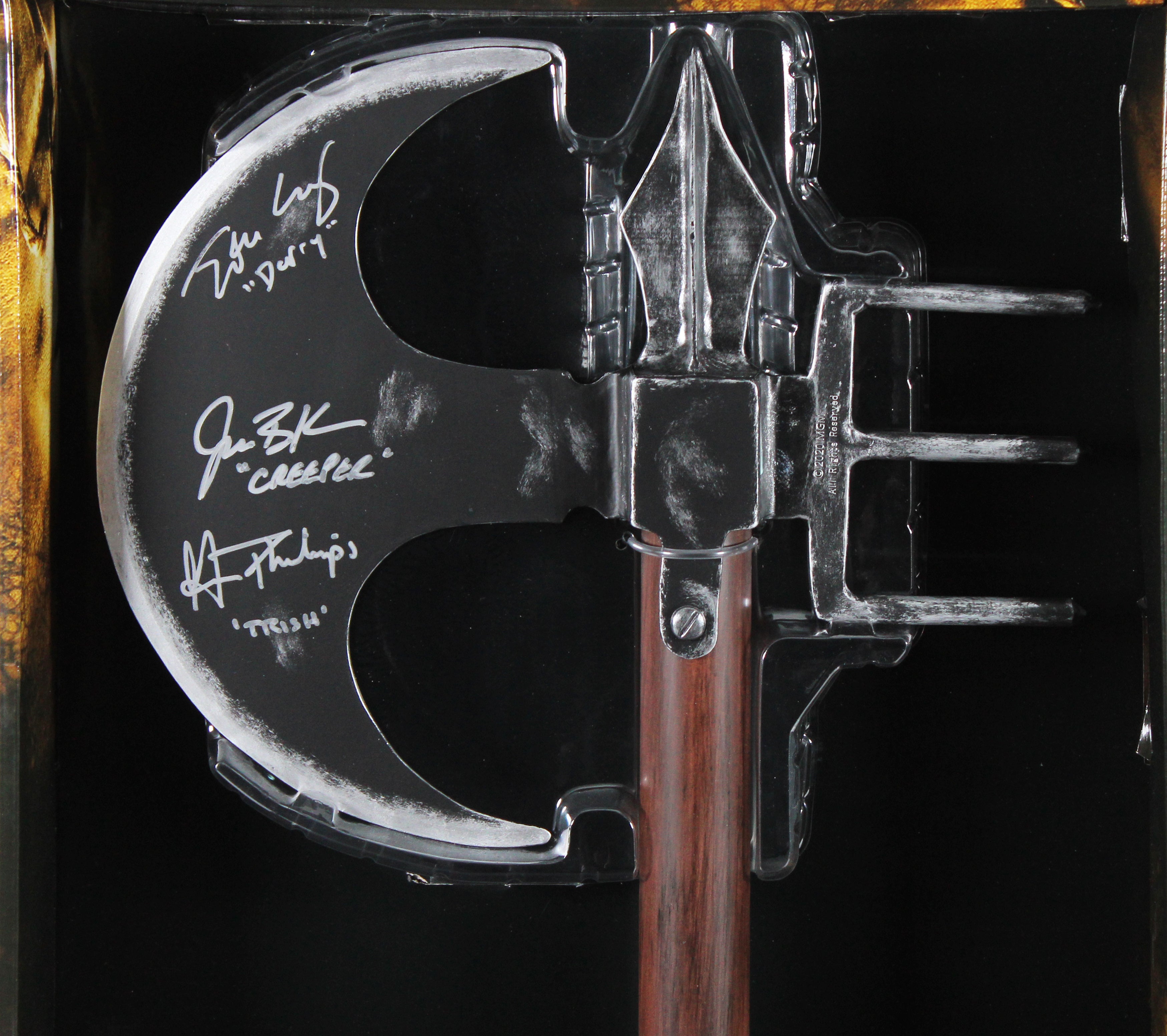 Jeeper's Creeper (3) Breck, Philips & Long Signed Replica Creeper Axe Toy BAS