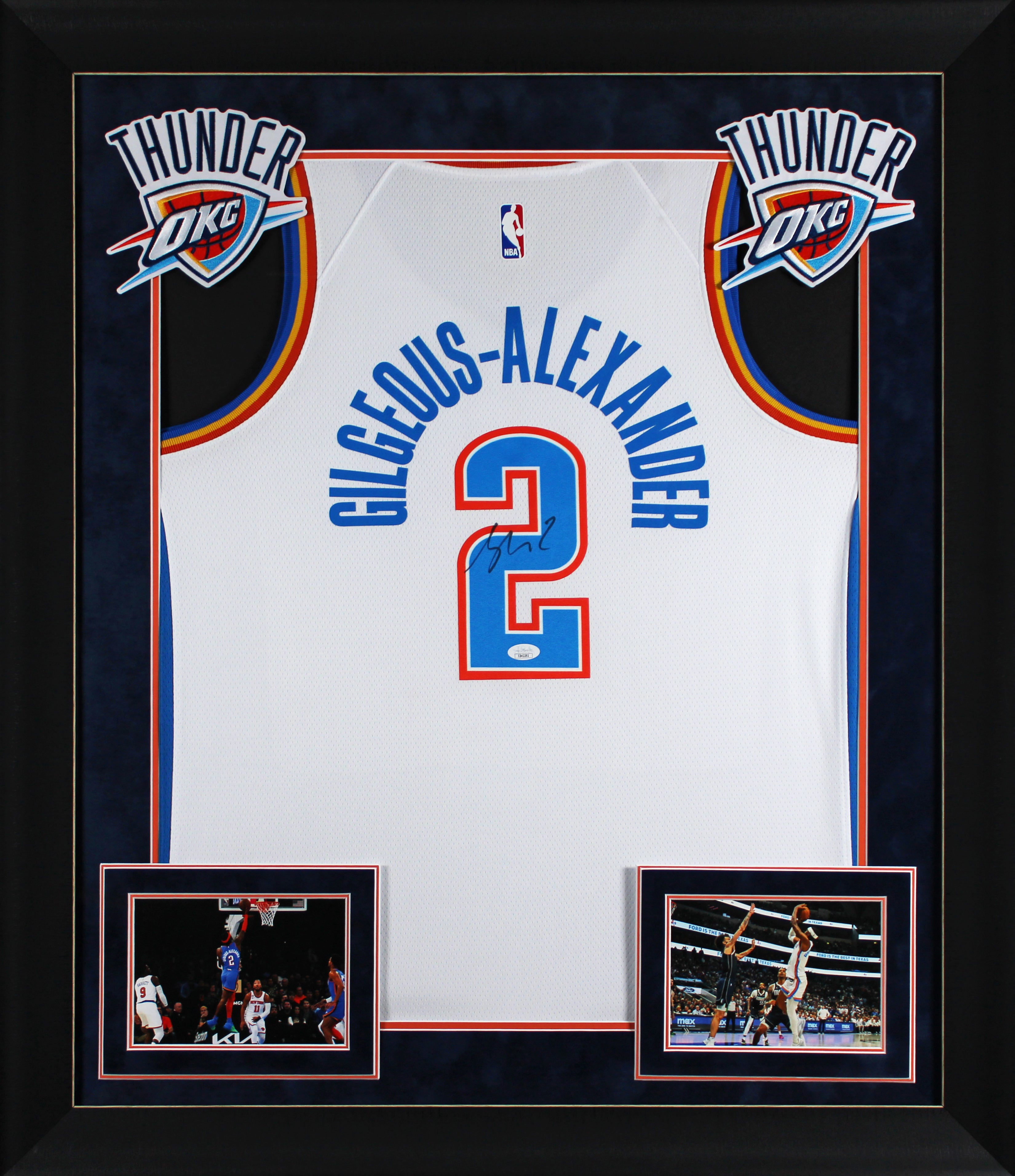 Thunder Shai Gilgeous-Alexander Signed White Nike Framed Jersey JSA #CD42292