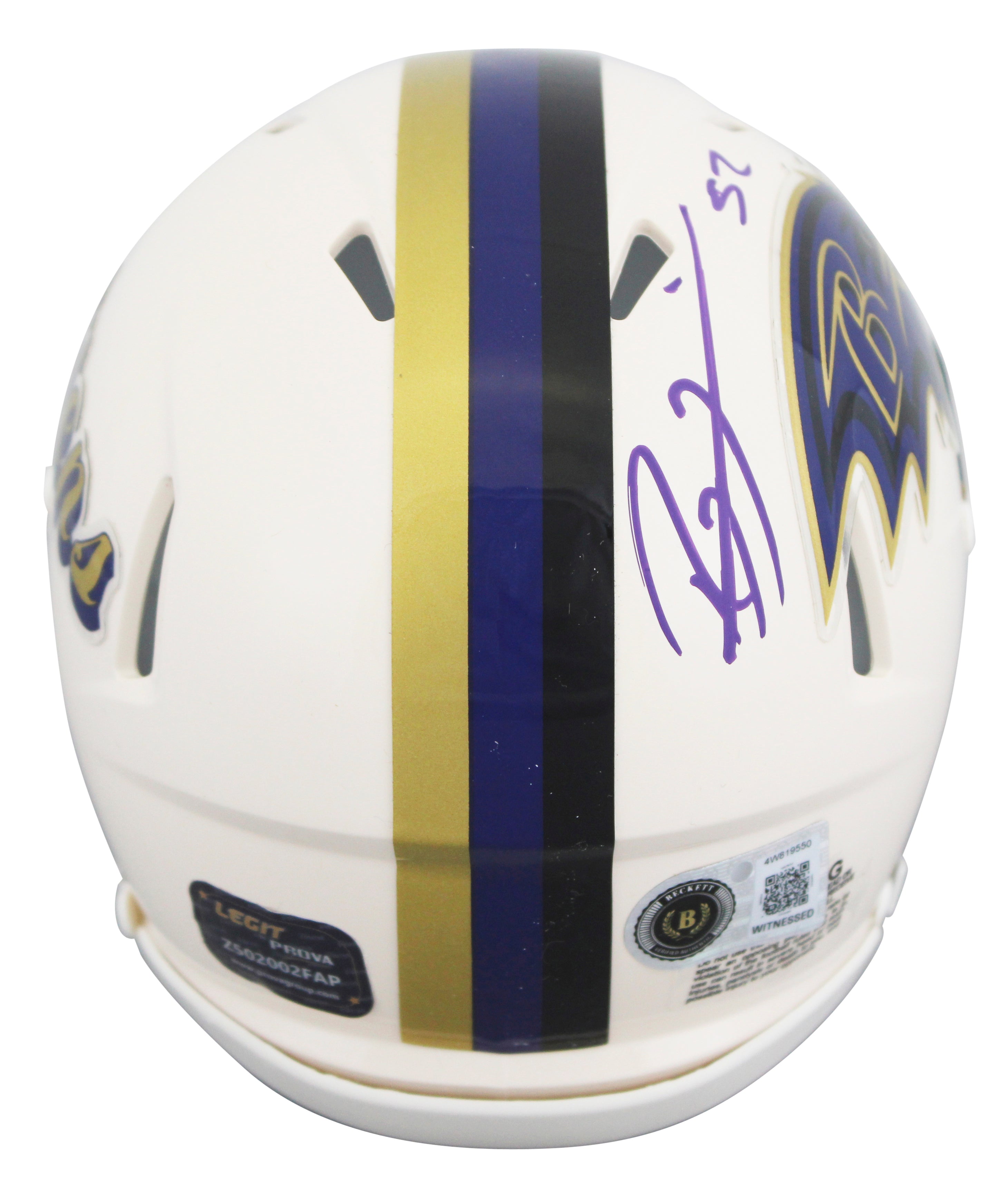 Ravens Ray Lewis Authentic Signed Retro Speed Mini Helmet BAS Witnessed