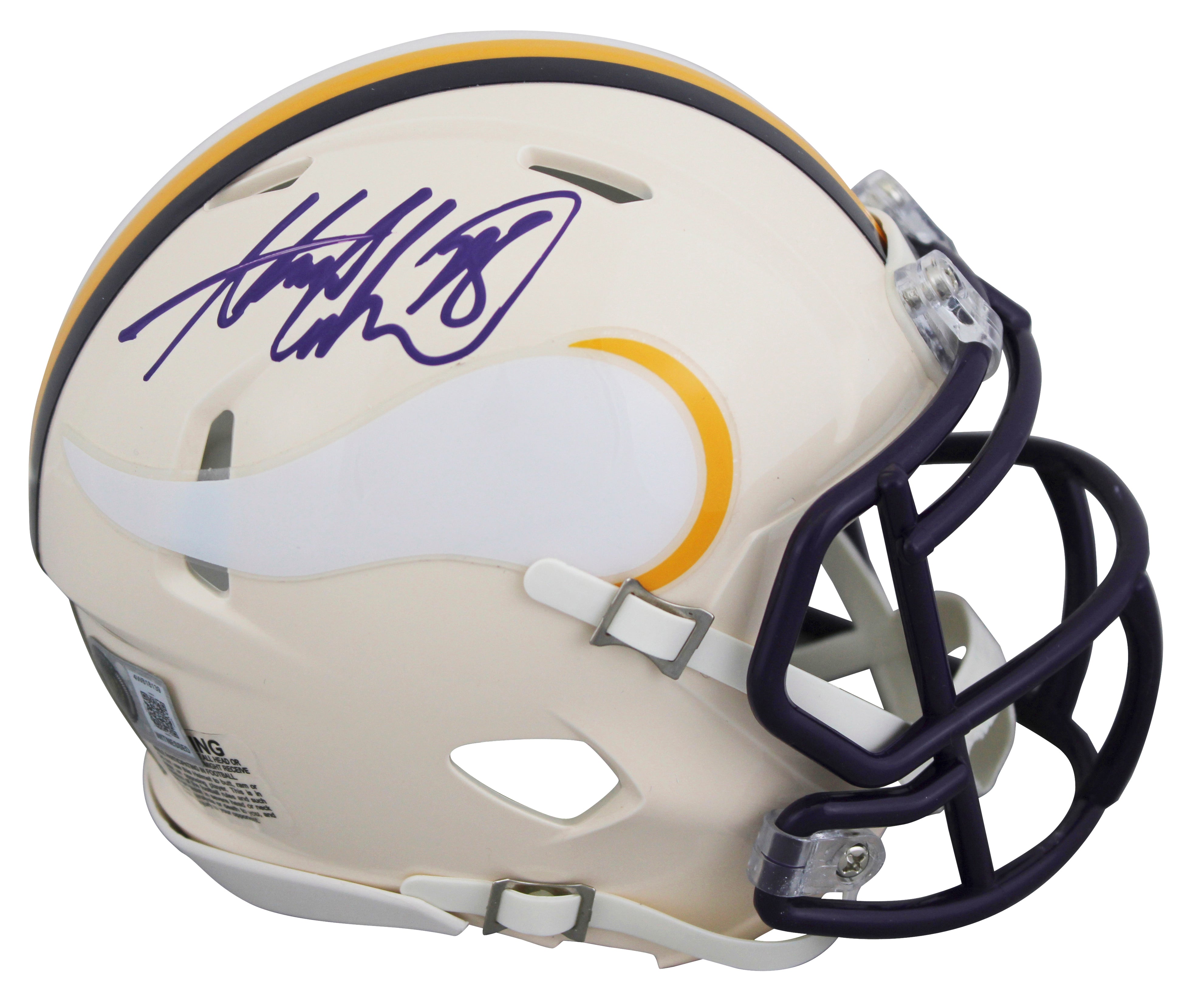 Vikings Adrian Peterson Authentic Signed Retro Speed Mini Helmet BAS Witnessed