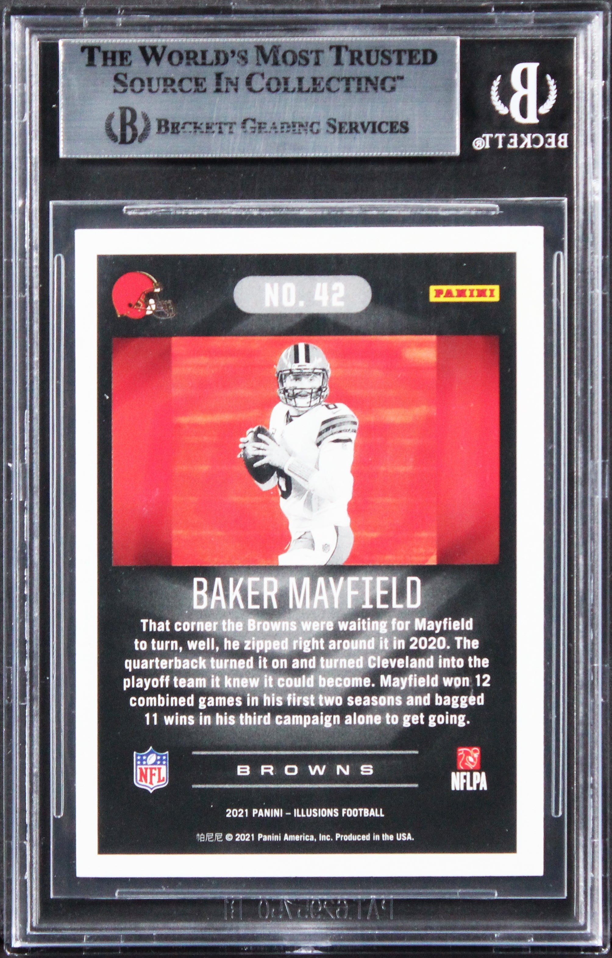 Browns Baker Mayfield Signed 2021 Panini Illusions #42 Card BAS Slabbed