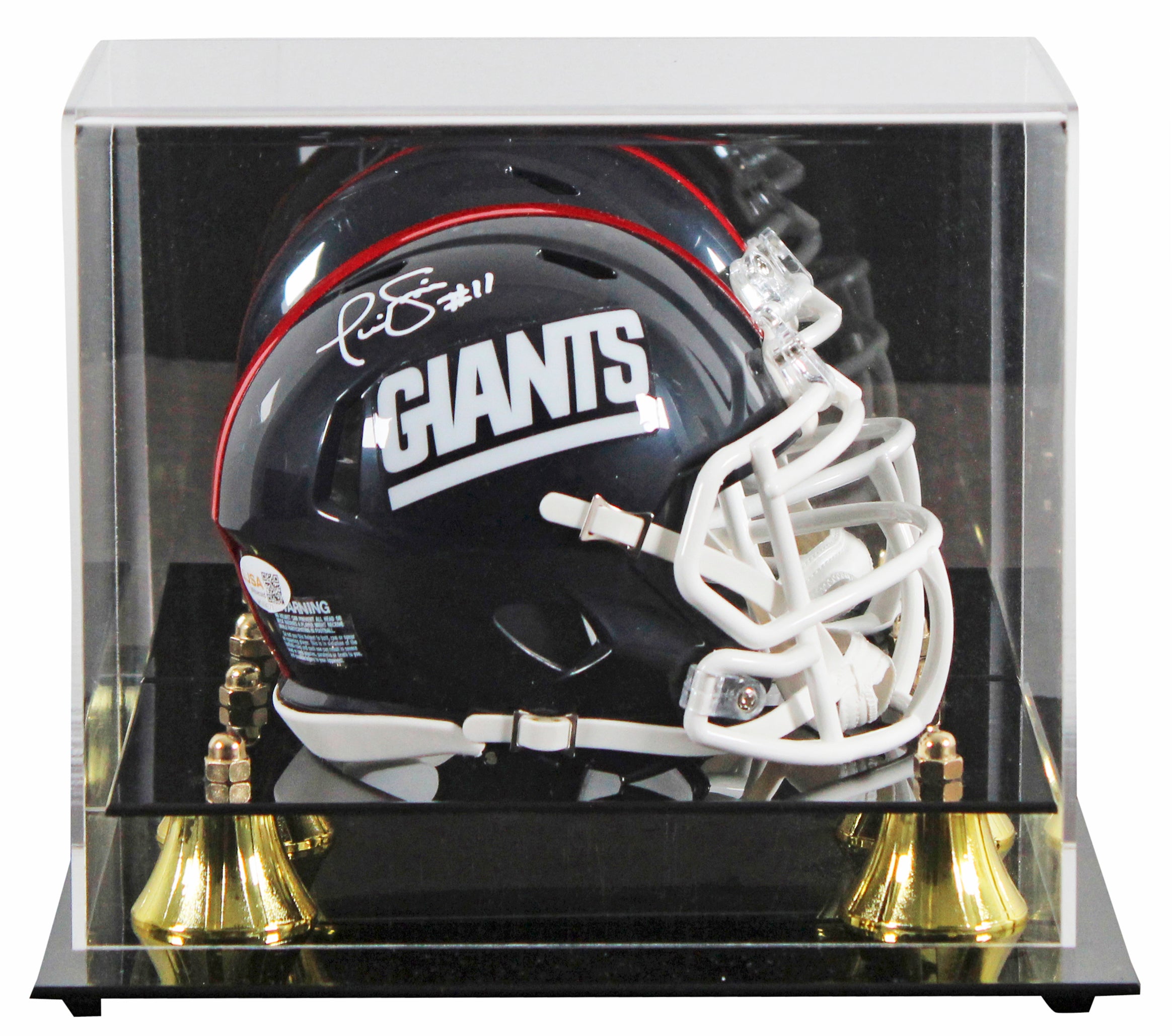 Giants Phil Simms Authentic Signed 1981-98 TB Speed Mini Helmet w/ Case JSA Wit