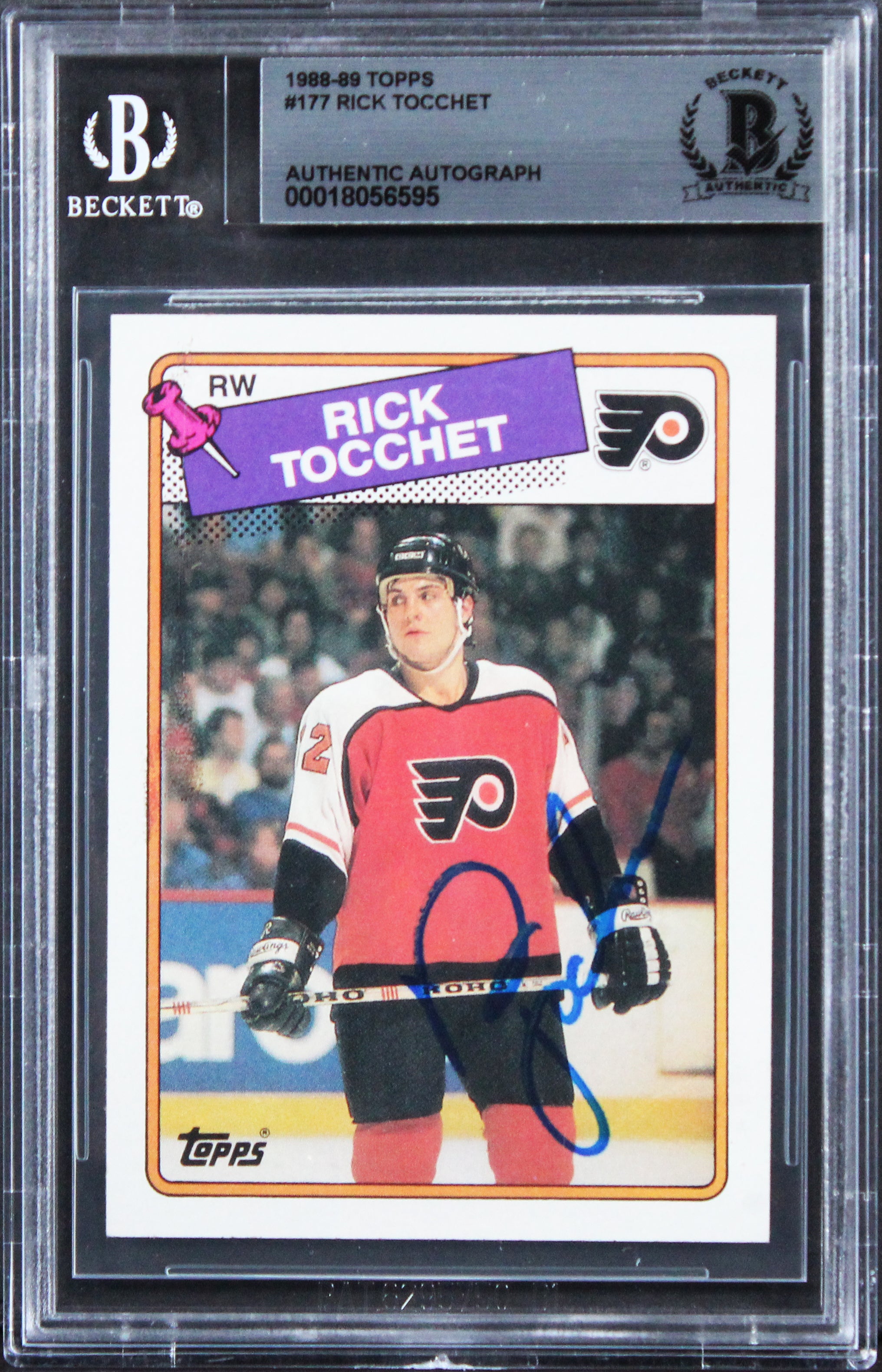 Flyers Rick Tocchet Authentic Signed 1988 Topps #177 Card BAS Slabbed 2